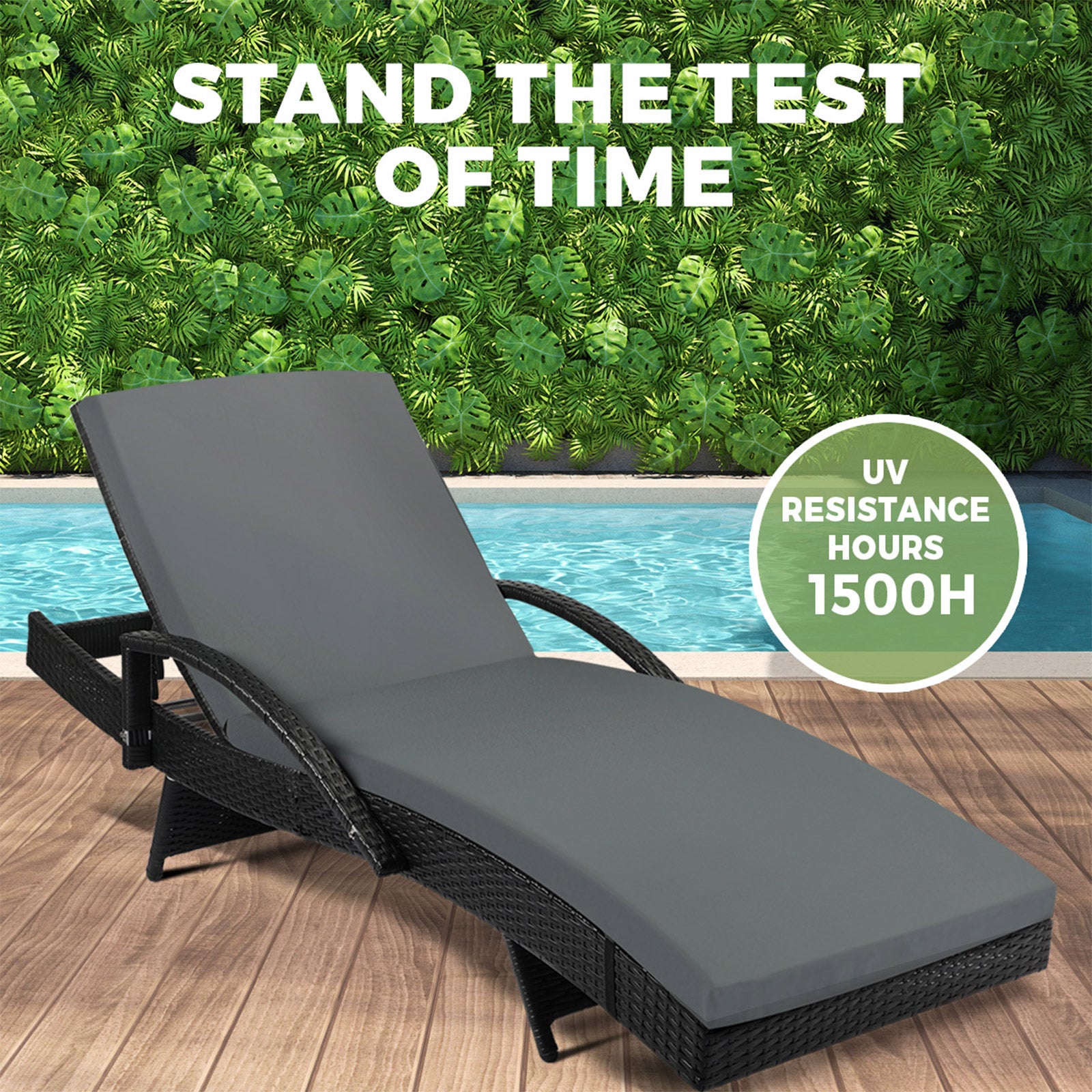 Livsip 2pcs Sun Lounger Wicker Lounge Outdoor Furniture Garden Patio Bed Cushion - Sunyee