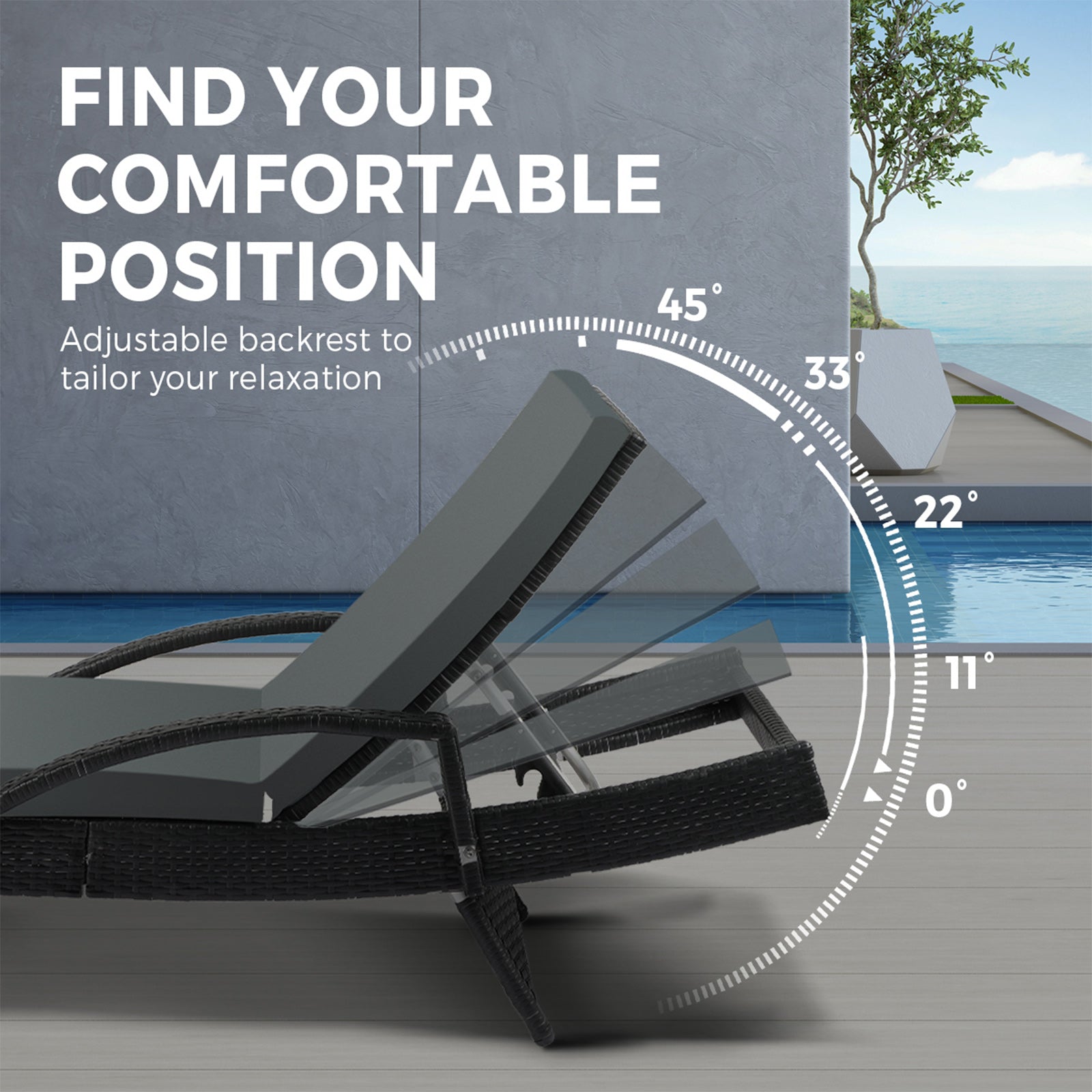 Livsip 2pcs Sun Lounger Wicker Lounge Outdoor Furniture Garden Patio Bed Cushion - Sunyee