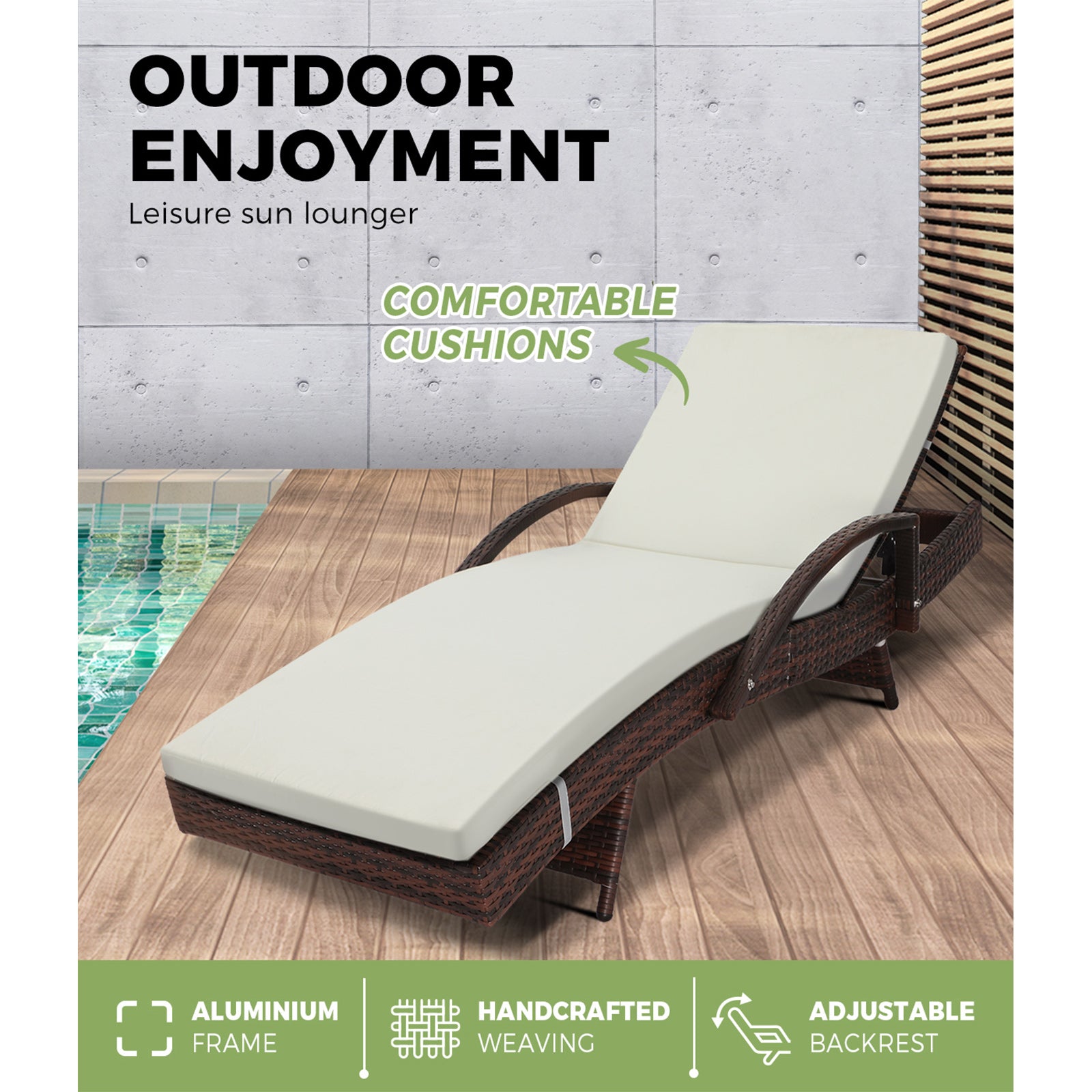 Livsip Outdoor Sun Lounge Wicker Lounger Setting Day Bed Rattan Sofa Furniture - Sunyee