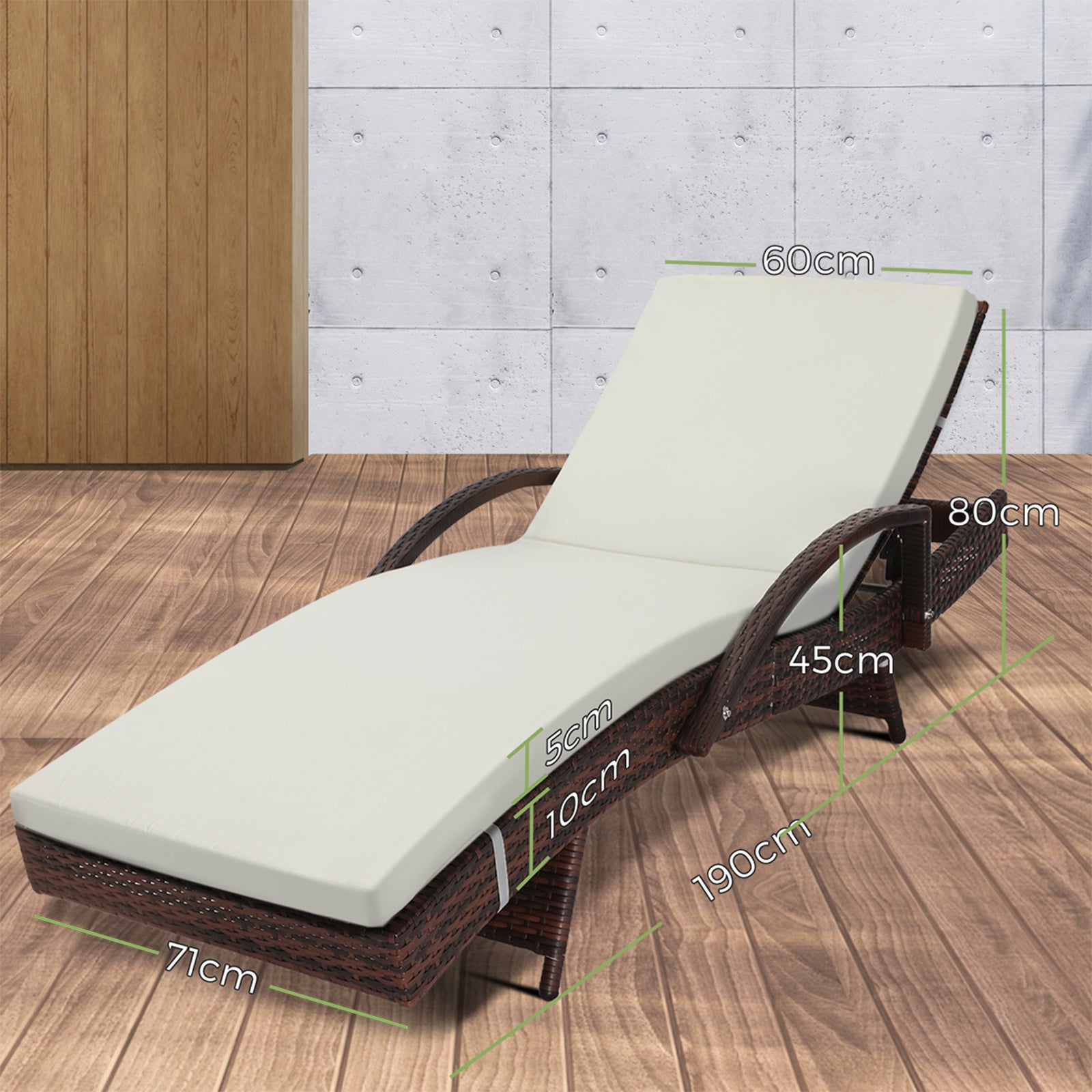 Livsip Outdoor Sun Lounge Wicker Lounger Setting Day Bed Rattan Sofa Furniture - Sunyee