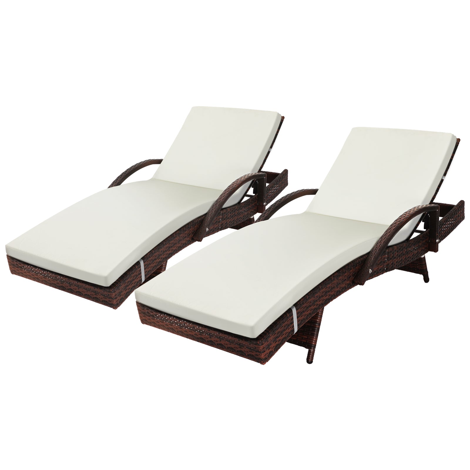 Livsip Sun Lounge Outdoor Wicker Lounger Patio Furniture Rattan Garden Recliners - Sunyee