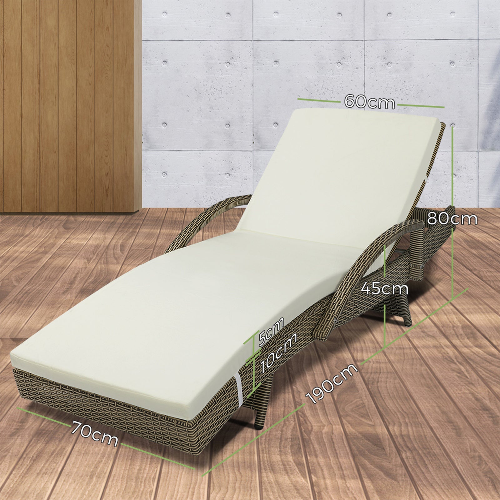 Livsip Sun Lounger Wicker Lounge Day Bed Sofa Outdoor Patio Set Pool Furniture - Sunyee