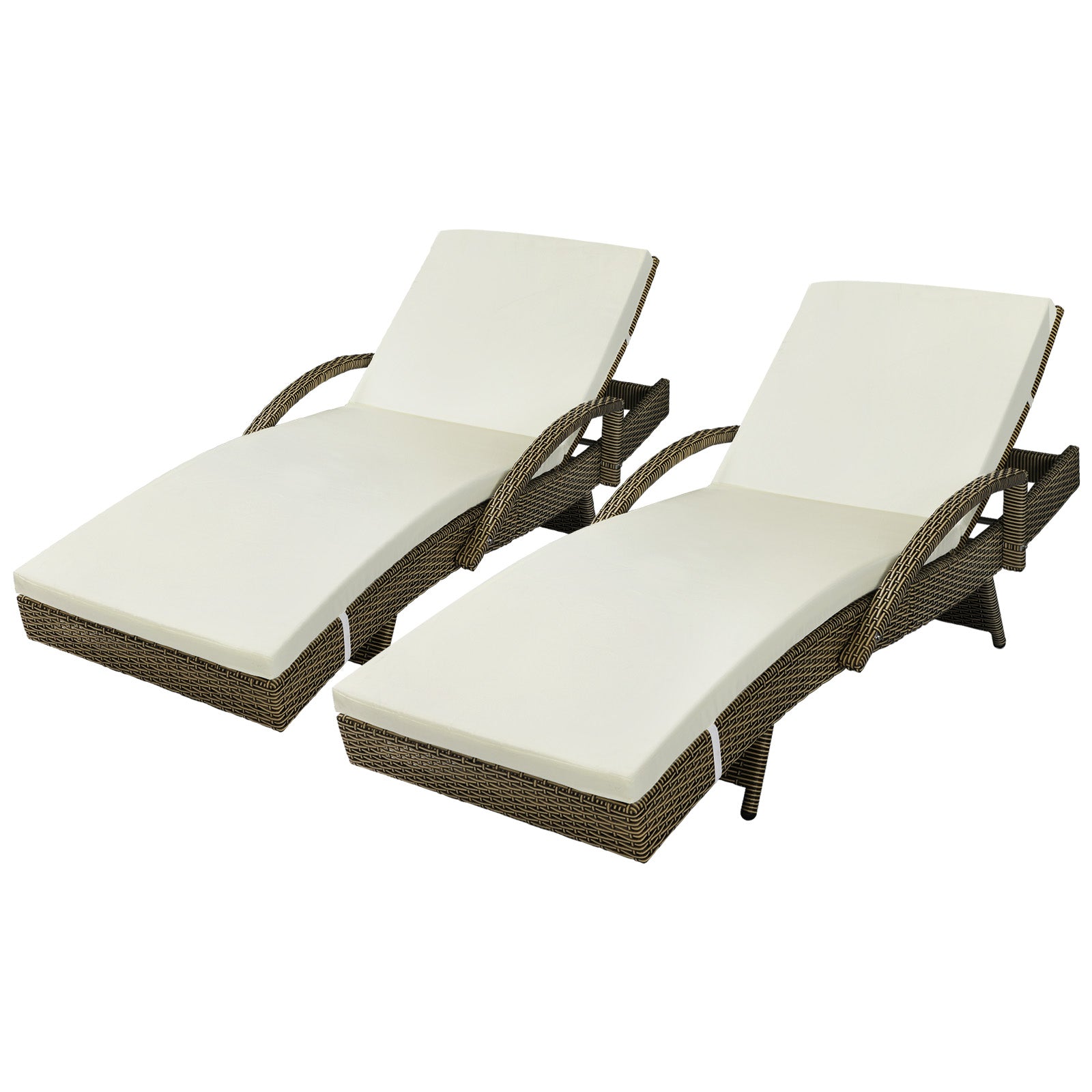 Livsip Sun Lounge Outdoor Wicker Lounger Patio Furniture Rattan Garden Recliners - Sunyee