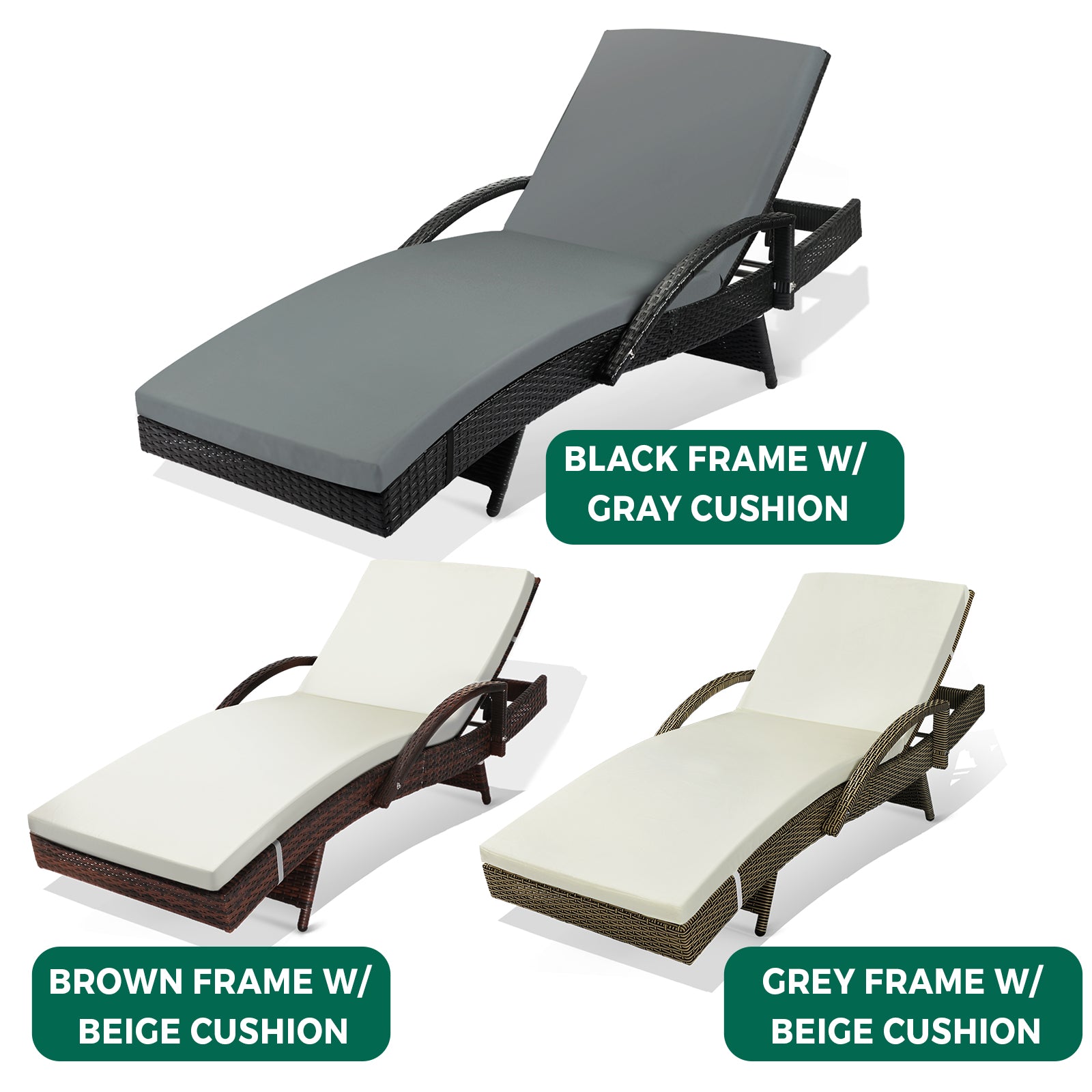 Livsip Sun Lounge Outdoor Wicker Lounger Patio Furniture Rattan Garden Recliners - Sunyee