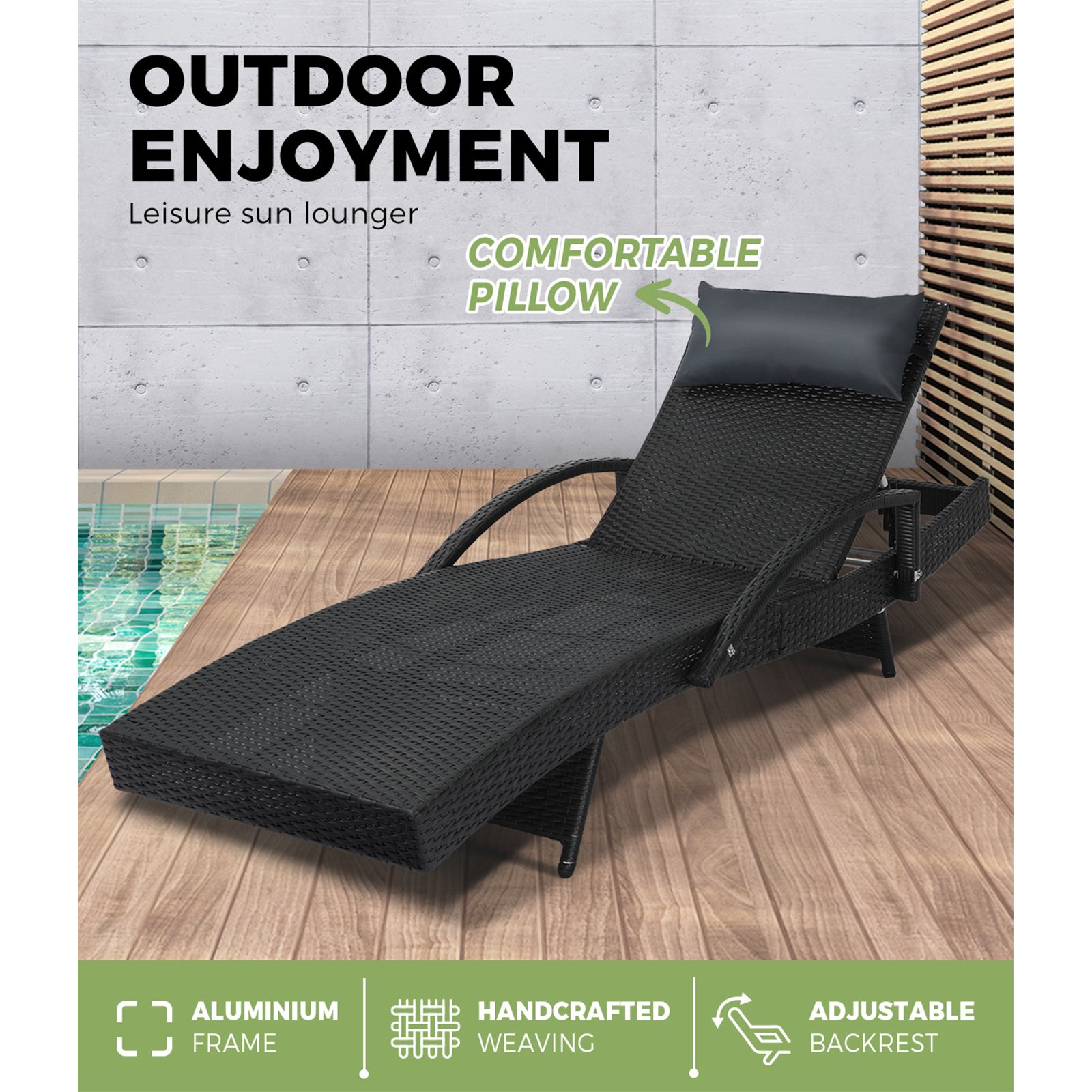 Livsip Sun Lounge Wicker Lounger Day Bed Outdoor Setting Patio Furniture Pool - Sunyee