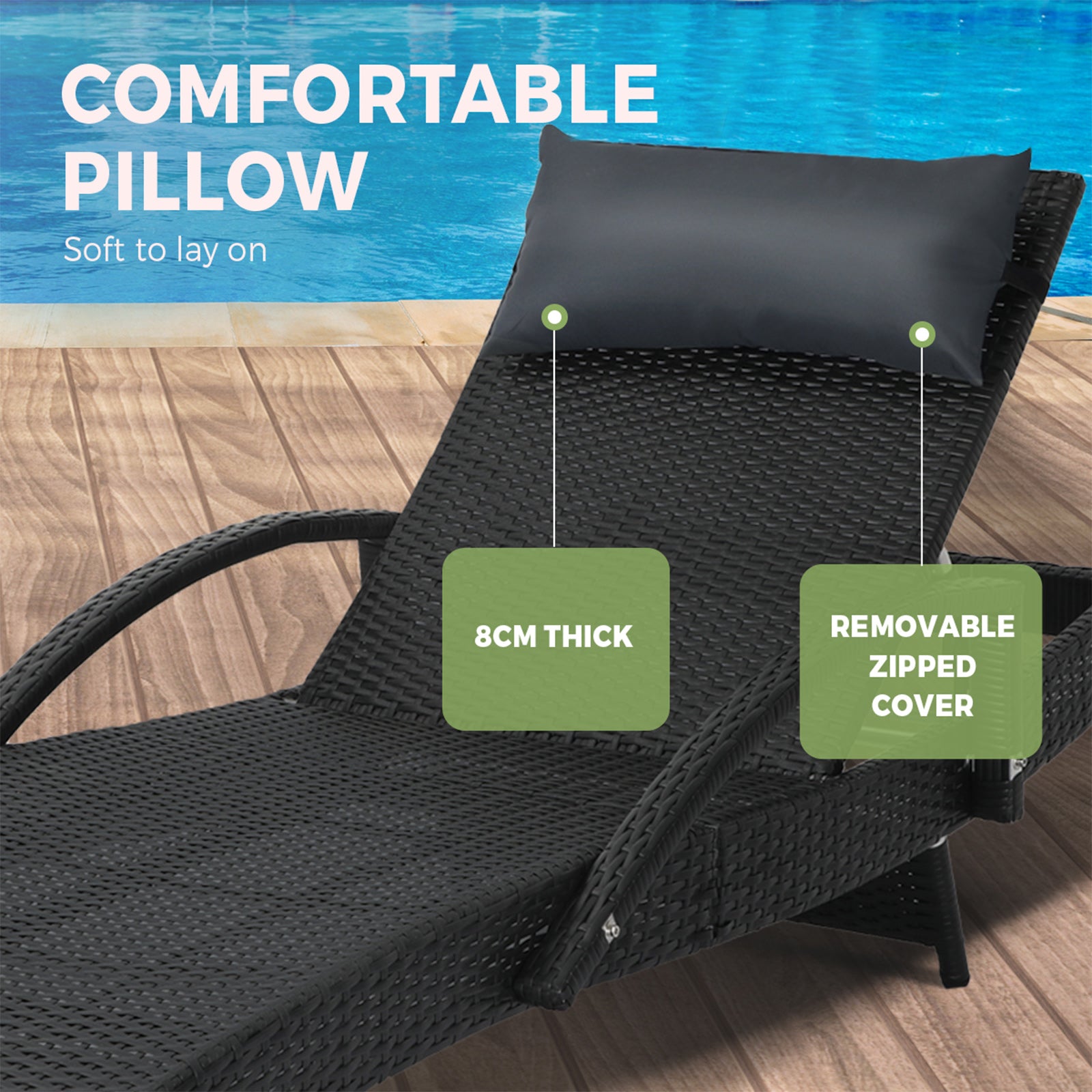 Livsip Sun Lounge Wicker Lounger Day Bed Outdoor Setting Patio Furniture Pool - Sunyee