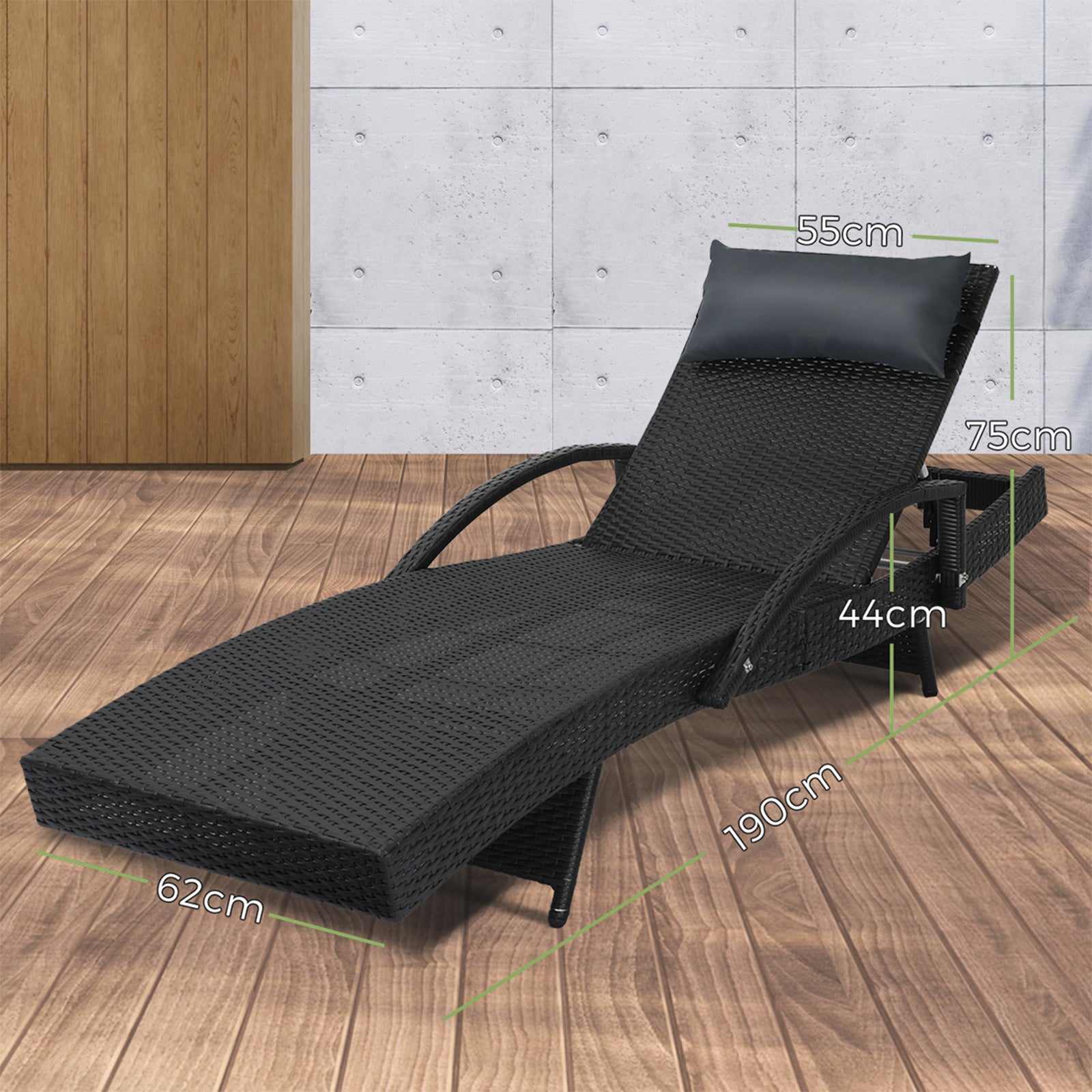 Livsip Sun Lounge Wicker Lounger Day Bed Outdoor Setting Patio Furniture Pool - Sunyee