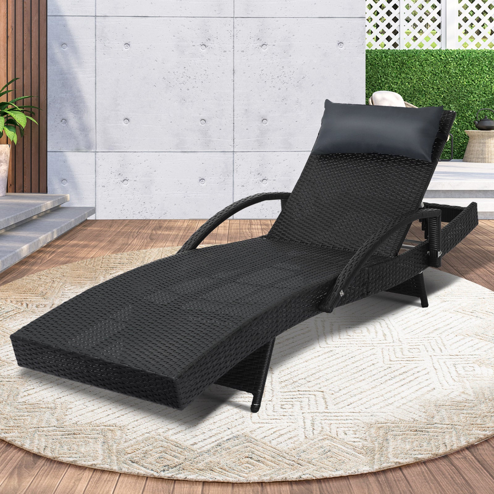 Livsip Sun Lounge Wicker Lounger Day Bed Outdoor Setting Patio Furniture Pool - Sunyee