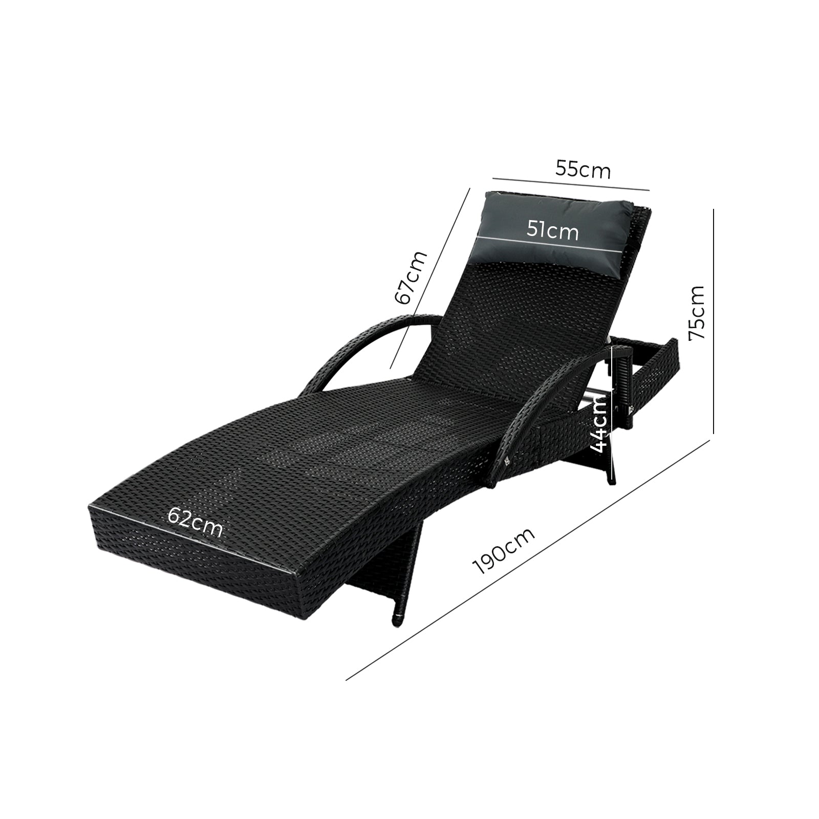 Livsip Sun Lounge Wicker Lounger Day Bed Outdoor Setting Patio Furniture Pool X2 - Sunyee