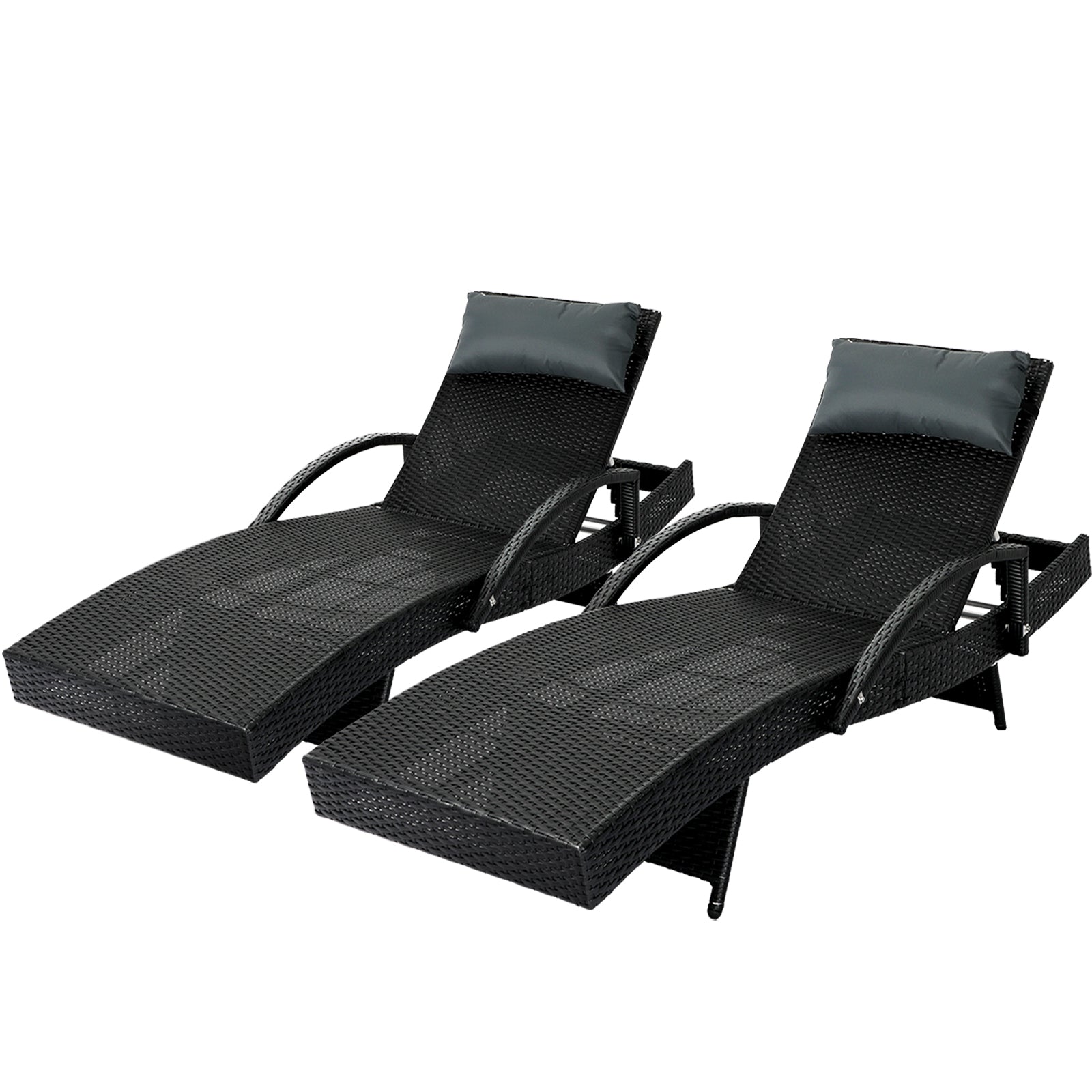 Livsip Sun Lounge Wicker Lounger Day Bed Outdoor Setting Patio Furniture Pool X2 - Sunyee