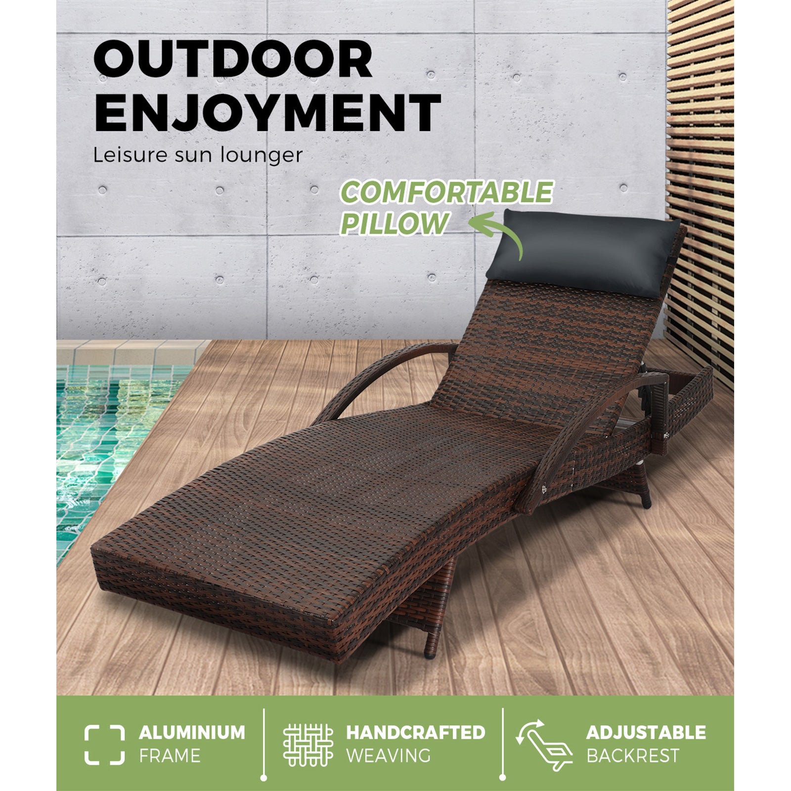 Livsip Outdoor Sun Lounger Wicker Lounge Day Bed Sofa Patios Setting Furniture - Sunyee