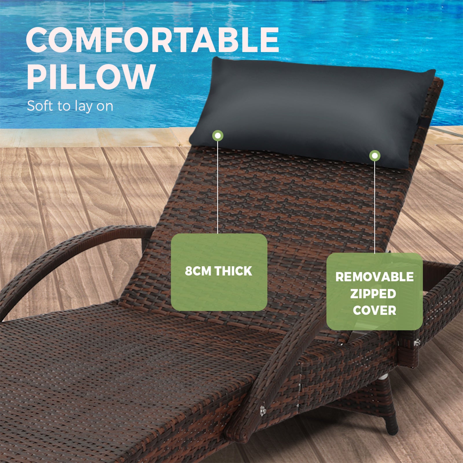 Livsip Outdoor Sun Lounger Wicker Lounge Day Bed Sofa Patios Setting Furniture - Sunyee