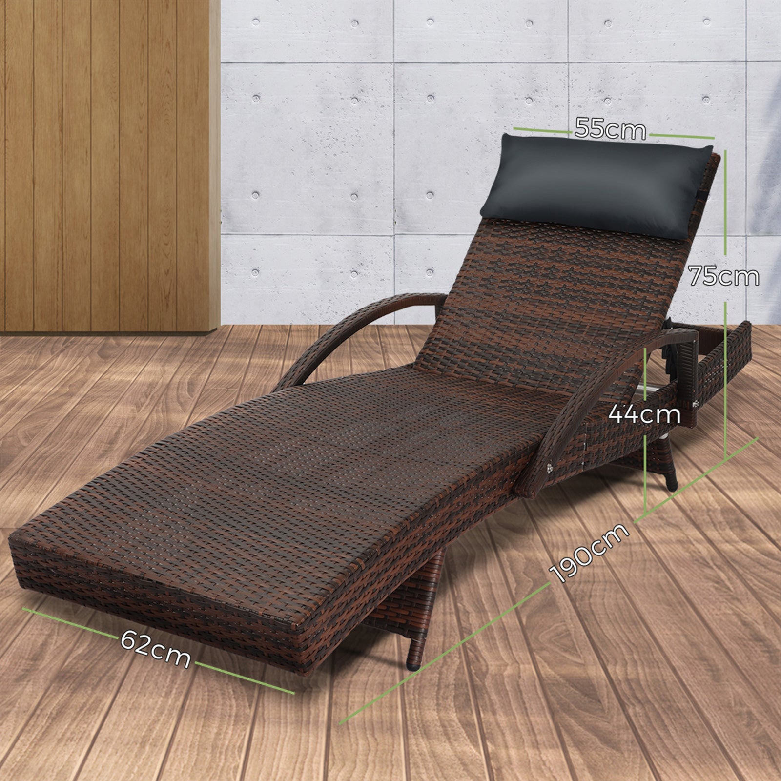 Livsip Outdoor Sun Lounger Wicker Lounge Day Bed Sofa Patios Setting Furniture - Sunyee