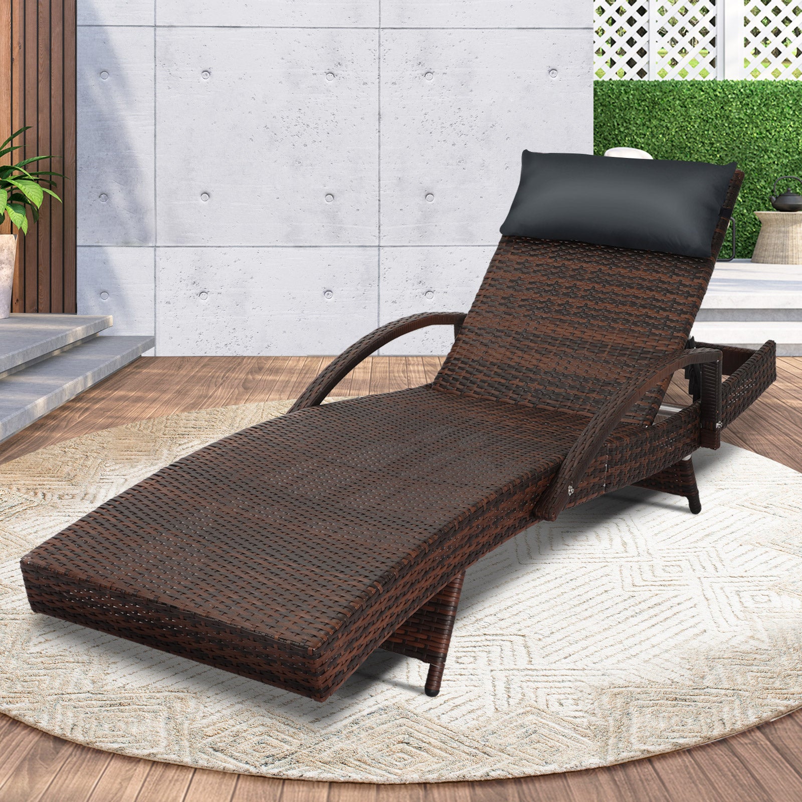 Livsip Outdoor Sun Lounger Wicker Lounge Day Bed Sofa Patios Setting Furniture - Sunyee