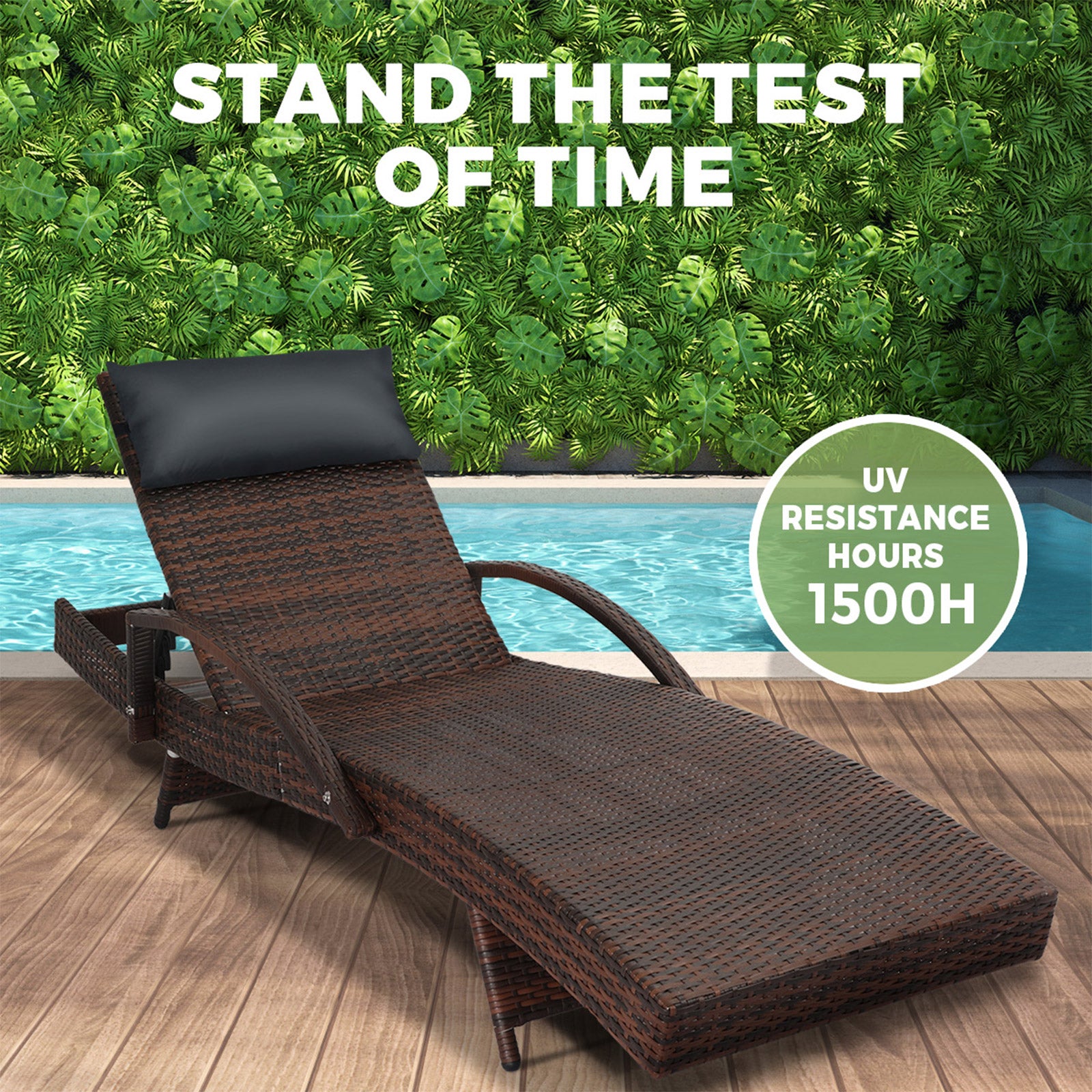 Livsip Sun Lounge Outdoor Furniture Rattan Wicker Lounger Garden Patio Sofa Set - Sunyee