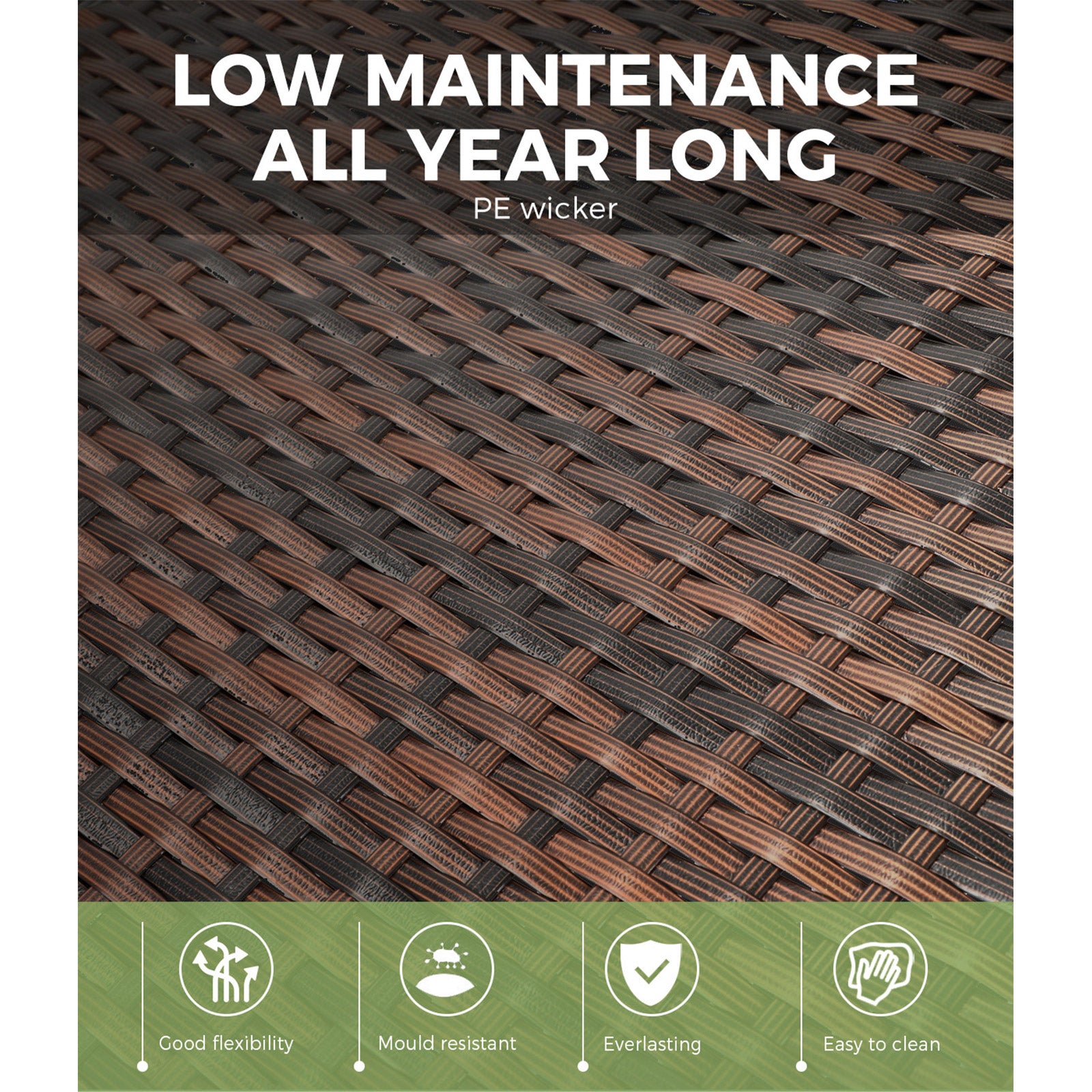 Livsip Sun Lounge Outdoor Furniture Rattan Wicker Lounger Garden Patio Sofa Set - Sunyee