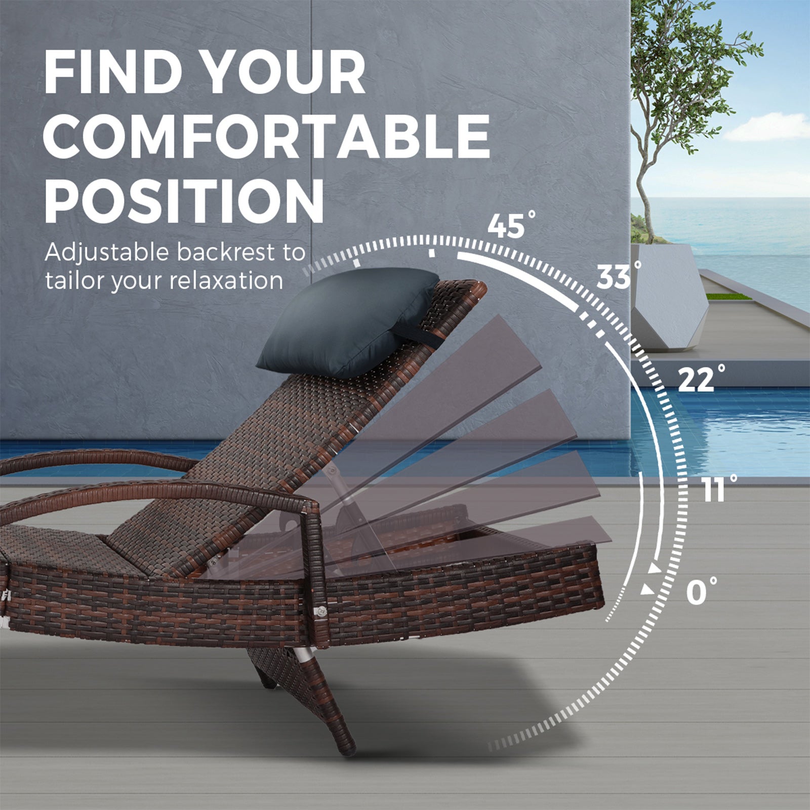 Livsip Sun Lounge Outdoor Furniture Rattan Wicker Lounger Garden Patio Sofa Set - Sunyee