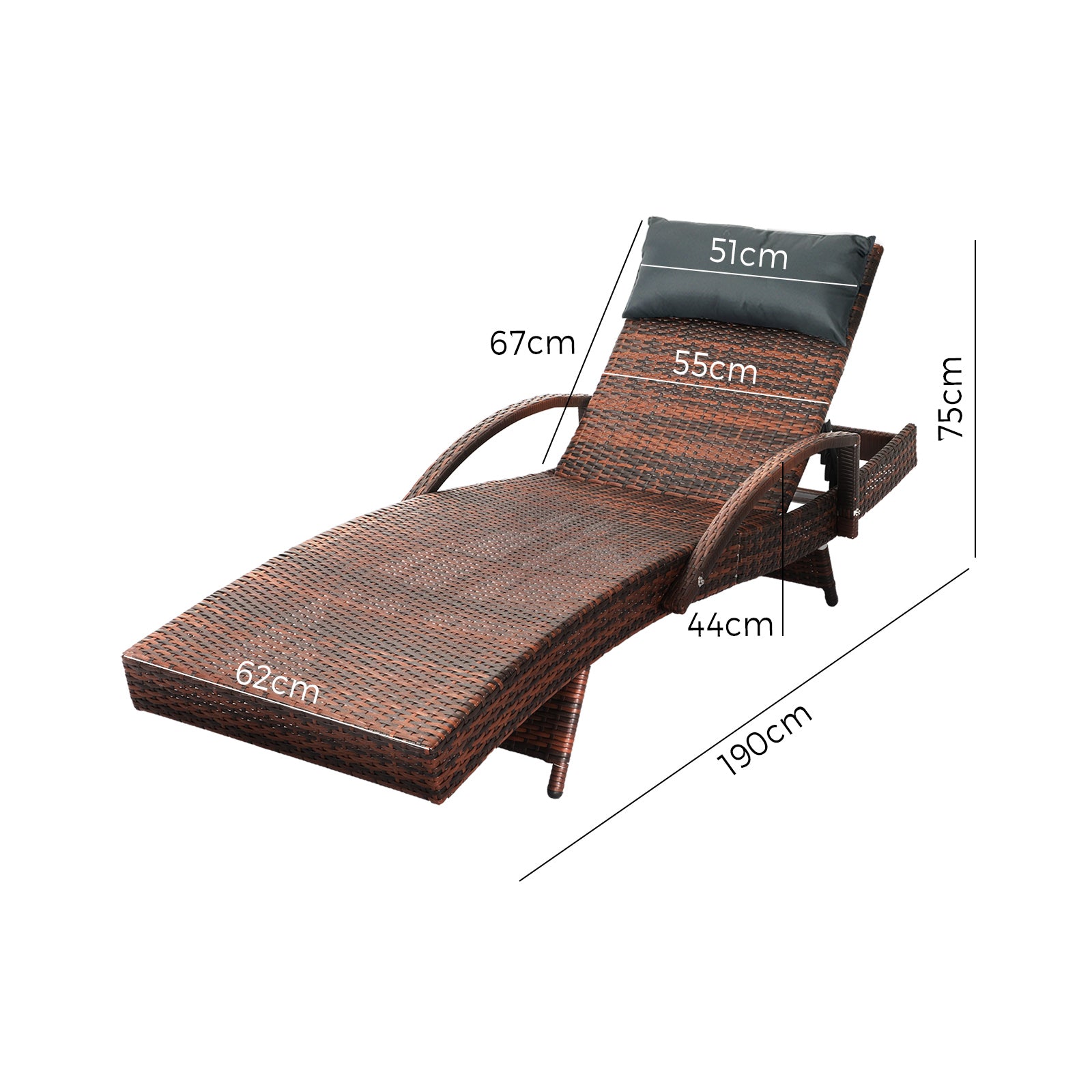 Livsip Sun Lounge Outdoor Furniture Rattan Wicker Lounger Garden Patio Sofa Set - Sunyee