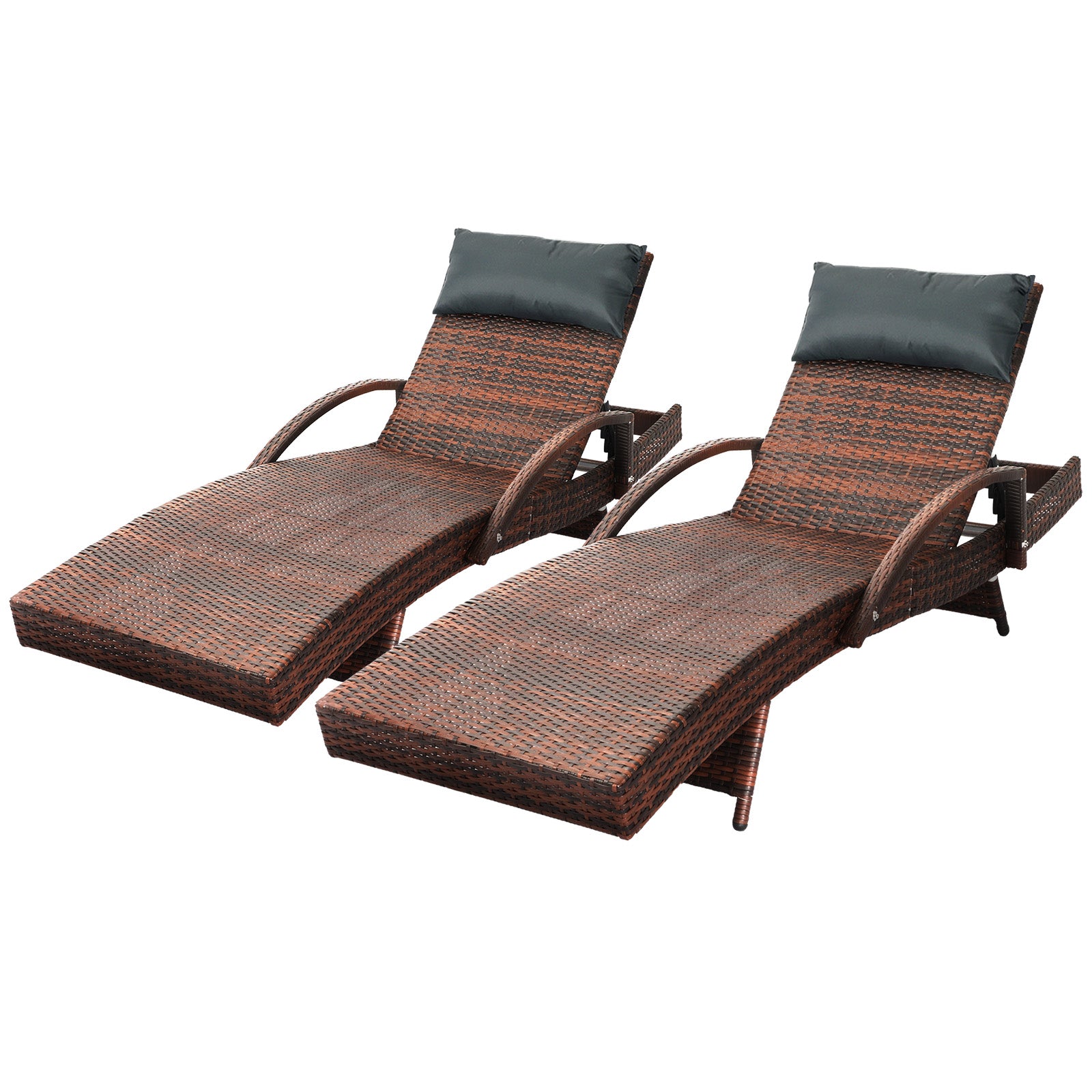 Livsip Sun Lounge Outdoor Furniture Rattan Wicker Lounger Garden Patio Sofa Set - Sunyee