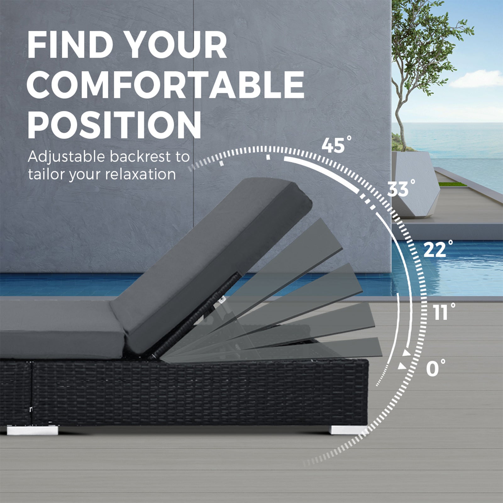 Livsip Sun Lounge Wicker Lounger Outdoor Patio Set Rattan Day Bed Pool Furniture - Sunyee