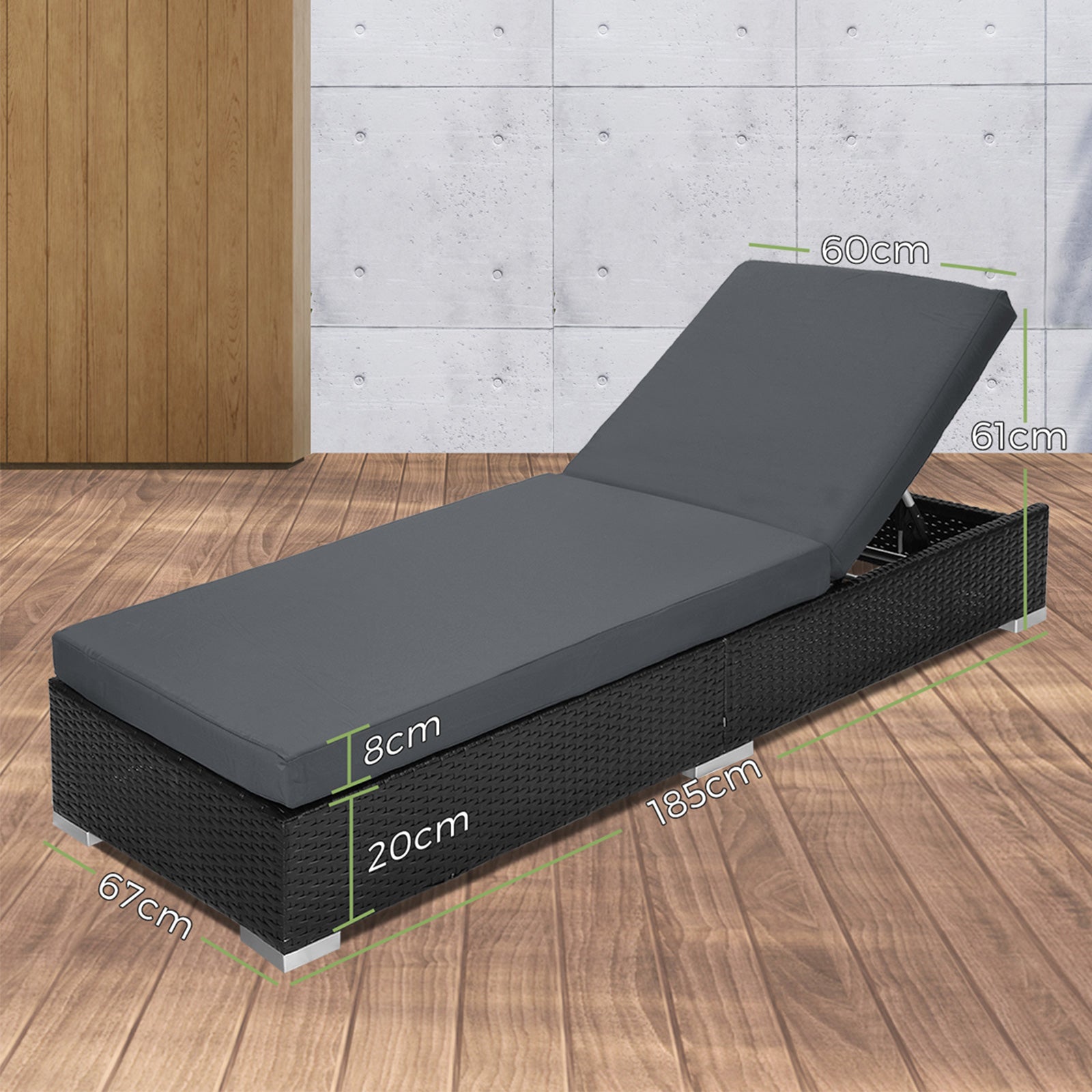 Livsip Sun Lounge Wicker Lounger Outdoor Patio Set Rattan Day Bed Pool Furniture - Sunyee