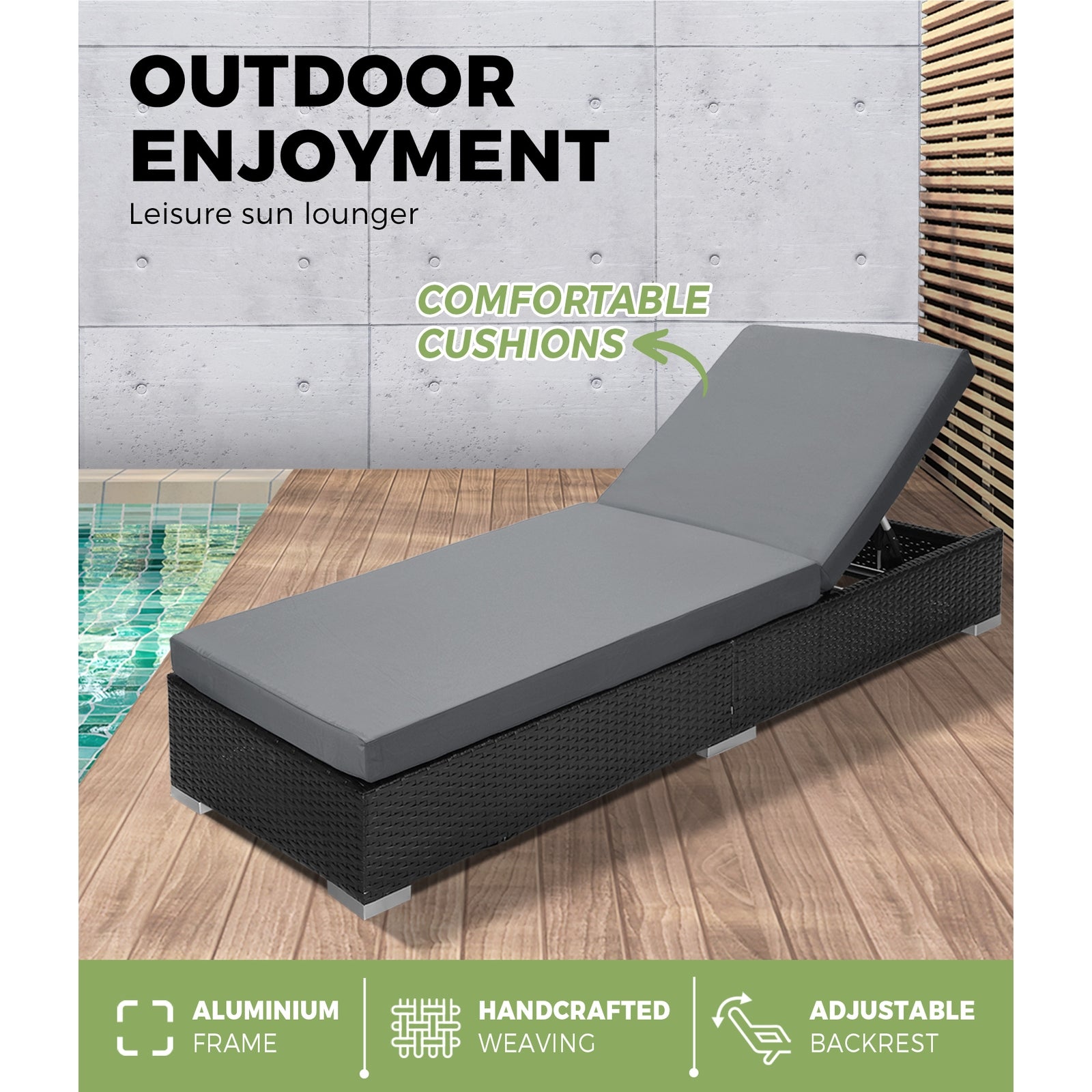 Livsip Sun Lounger Outdoor Furniture Rattan Wicker Lounge Garden Patio Sofa 2X - Sunyee