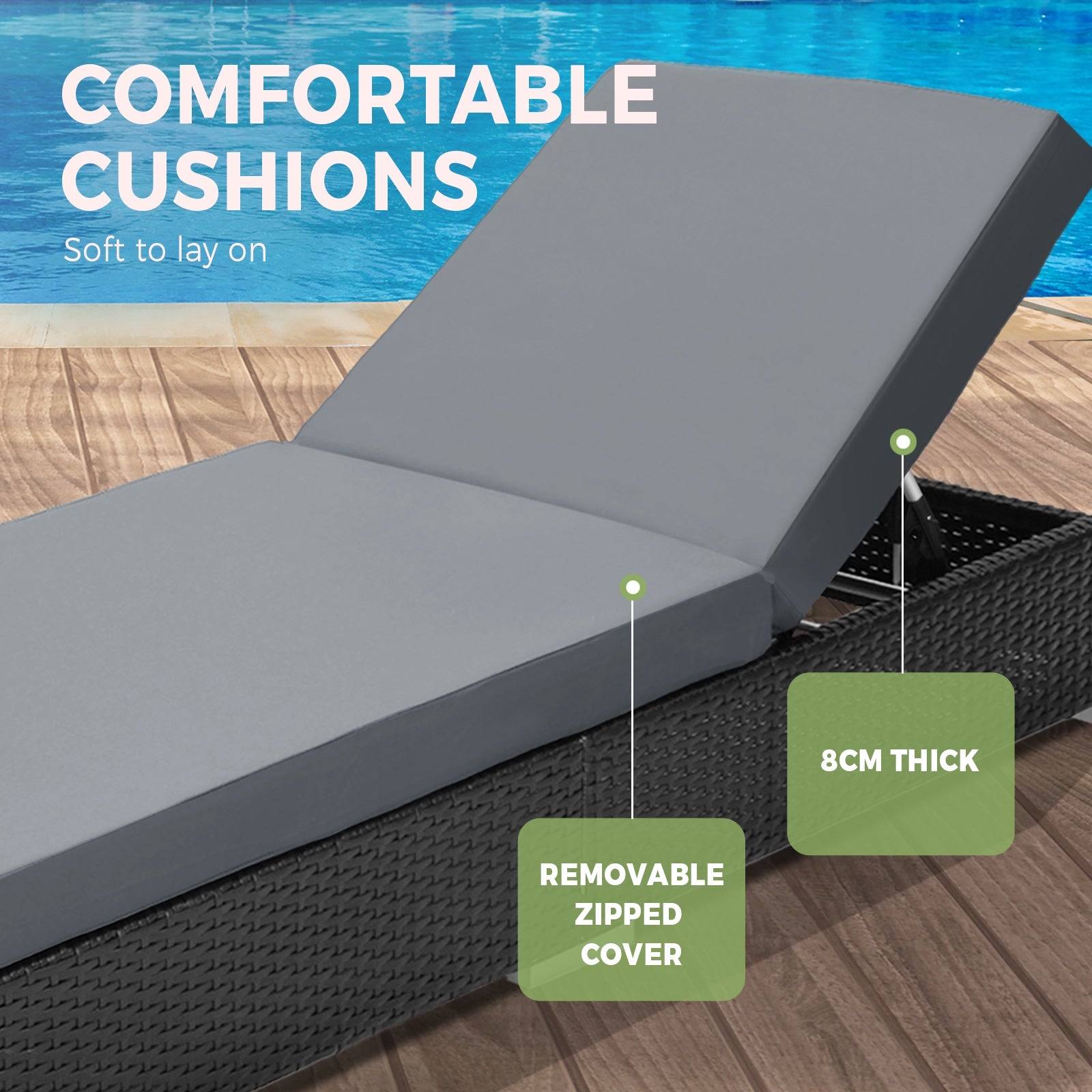 Livsip Sun Lounger Outdoor Furniture Rattan Wicker Lounge Garden Patio Sofa 2X - Sunyee