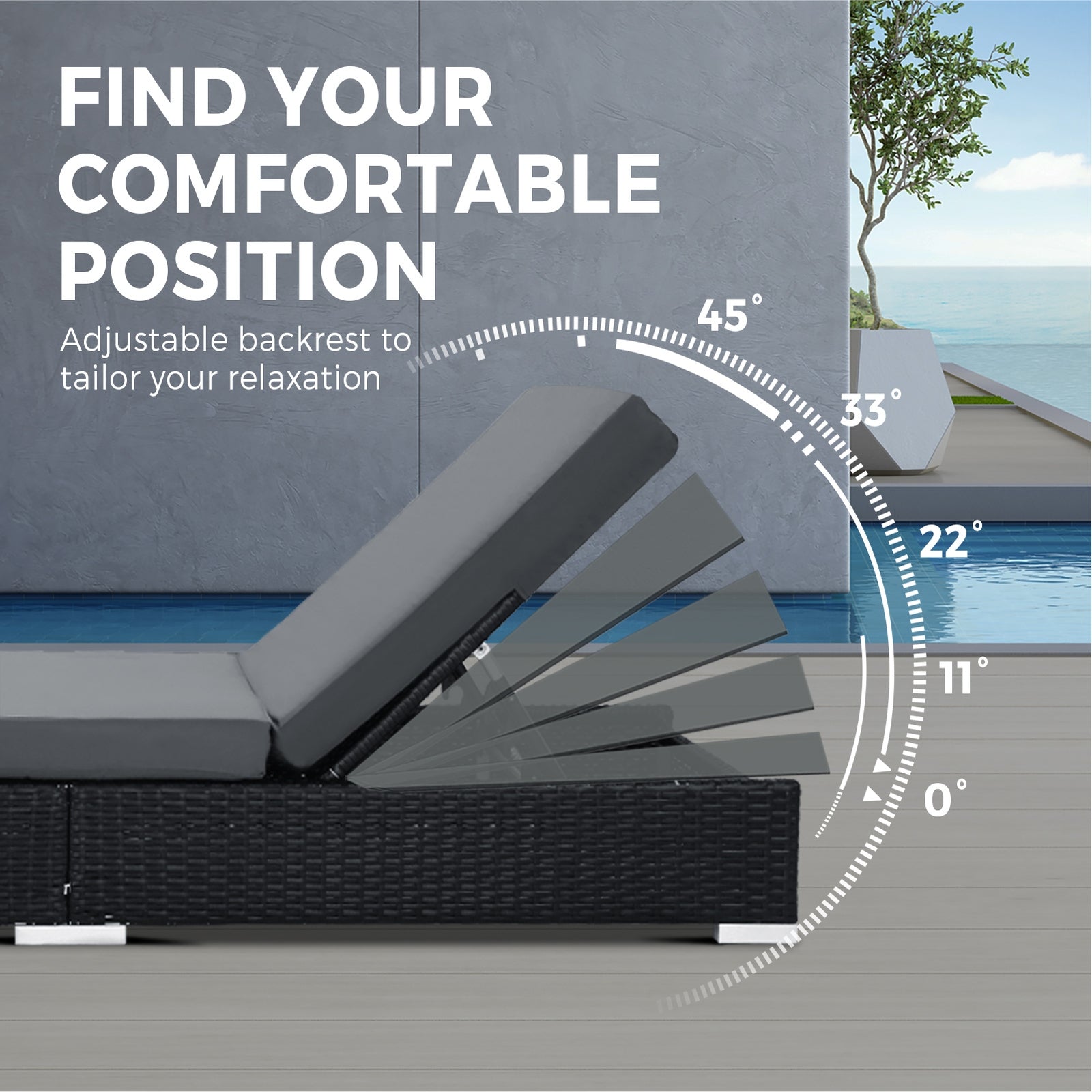 Livsip Sun Lounger Outdoor Furniture Rattan Wicker Lounge Garden Patio Sofa 2X - Sunyee