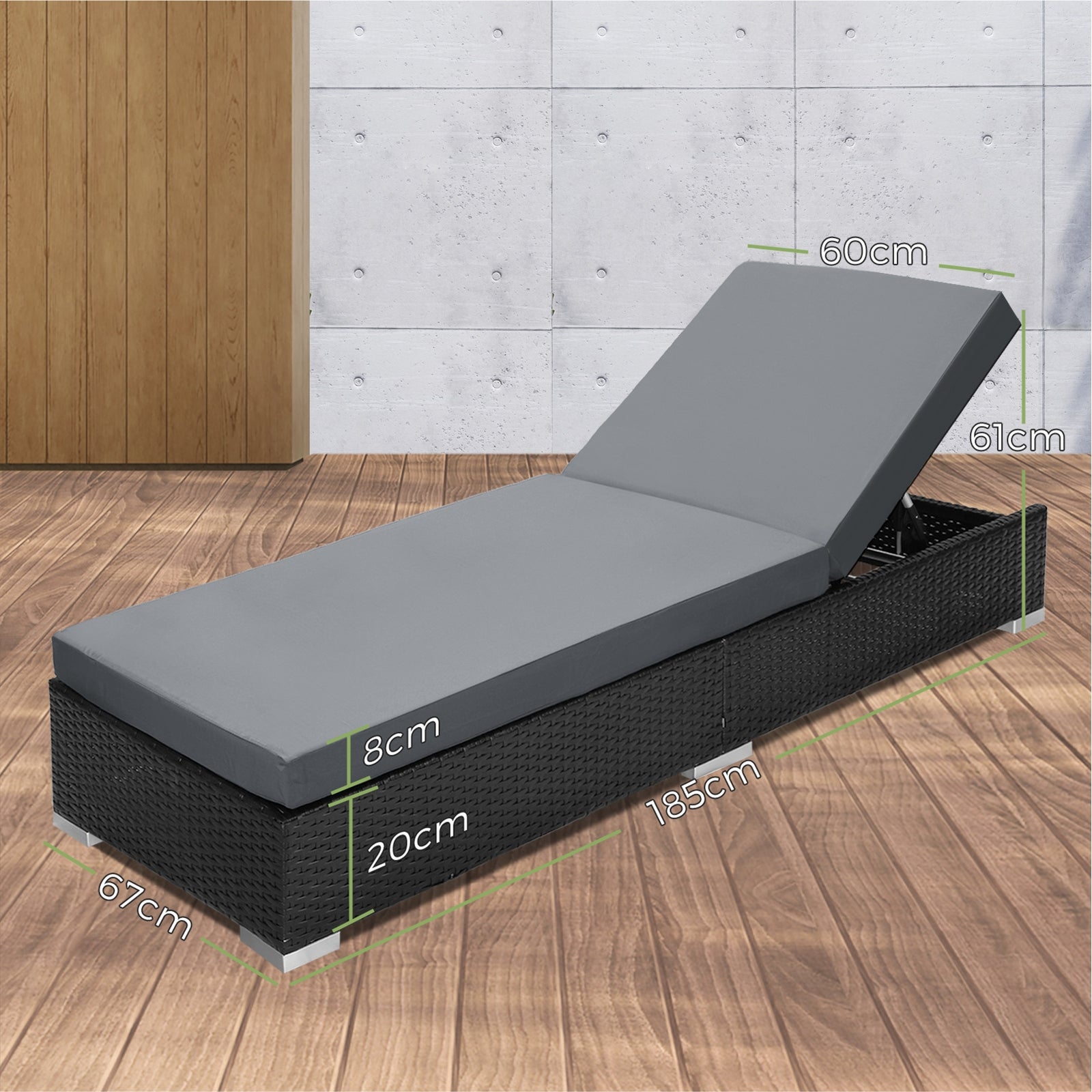 Livsip Sun Lounger Outdoor Furniture Rattan Wicker Lounge Garden Patio Sofa 2X - Sunyee