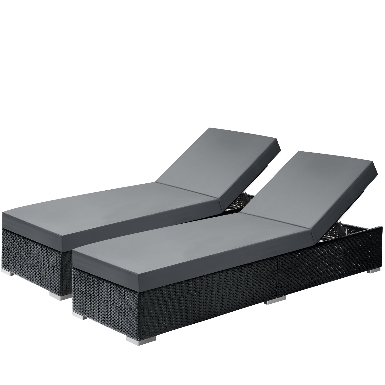 Livsip Sun Lounger Outdoor Furniture Rattan Wicker Lounge Garden Patio Sofa 2X - Sunyee