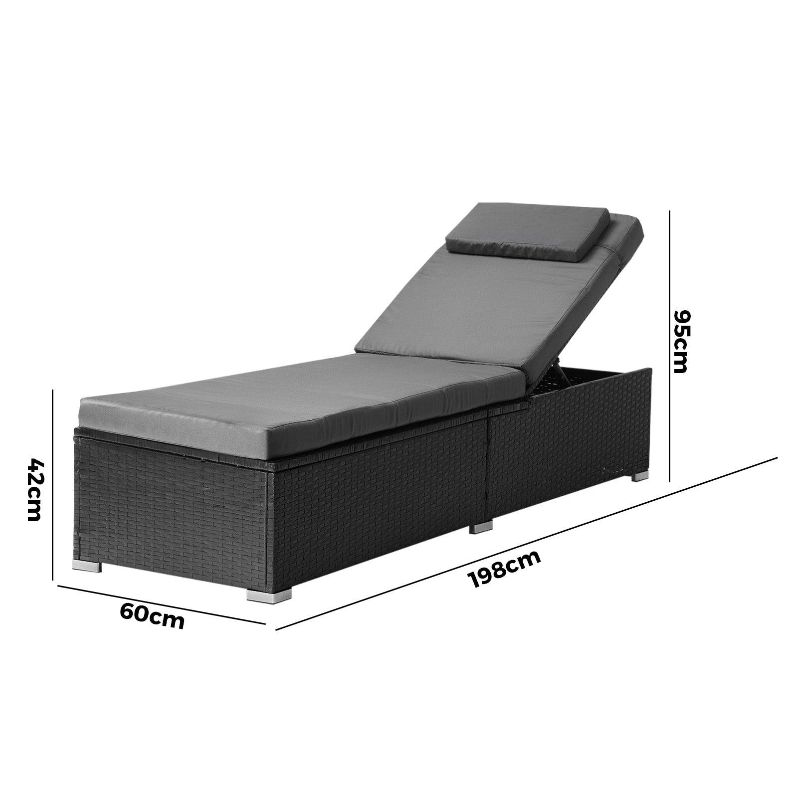 Livsip Sun Lounge Wicker Lounger Patio Furniture Outdoor Setting Day Bed - Sunyee