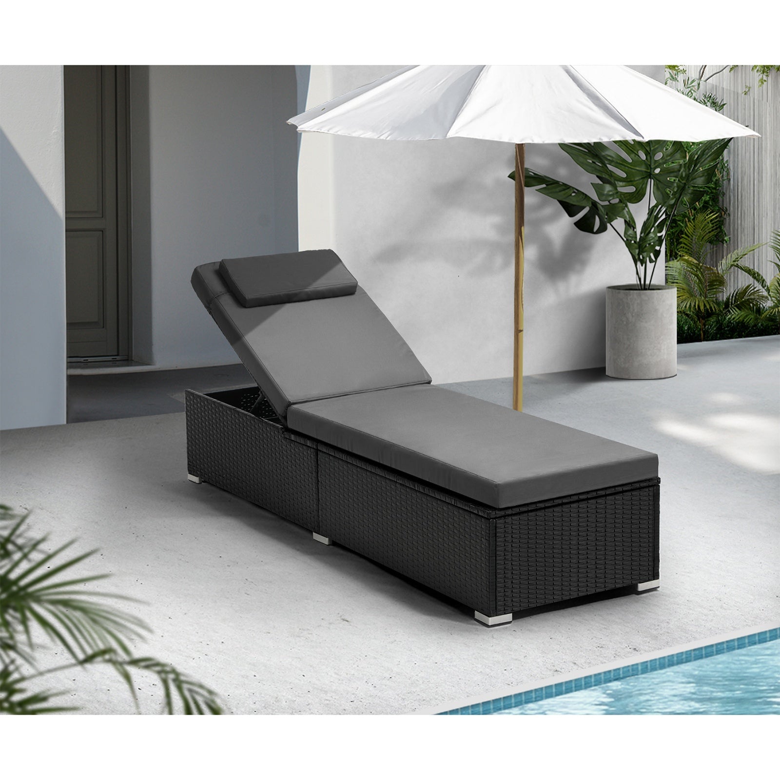 Livsip 2x Sun Lounge Wicker Lounger Outdoor Furniture Day Bed Sofa Patio Garden - Sunyee