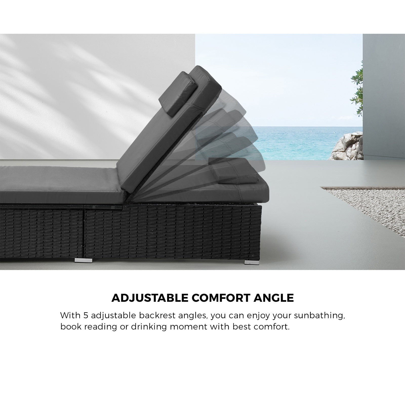 Livsip 2x Sun Lounge Wicker Lounger Outdoor Furniture Day Bed Sofa Patio Garden - Sunyee