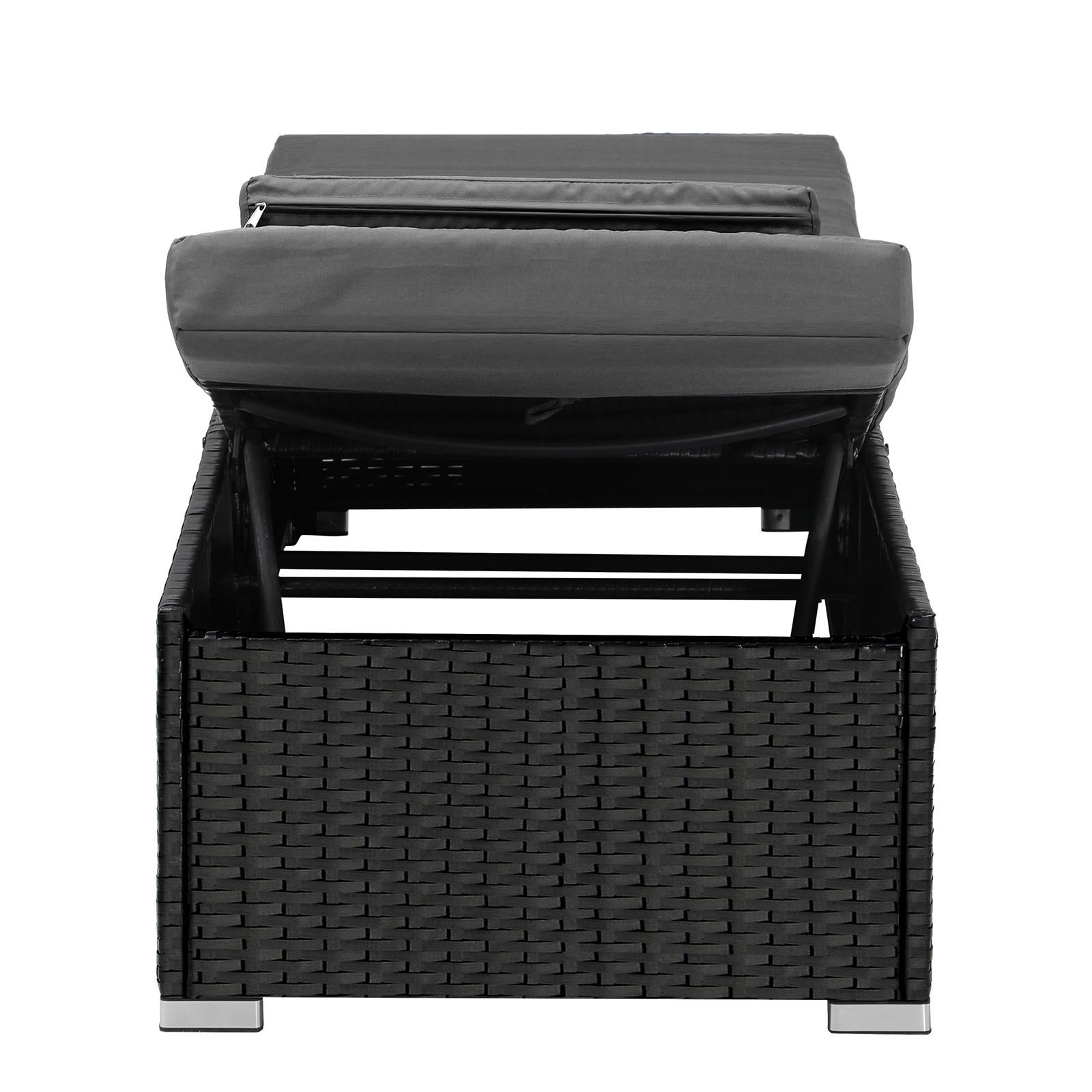 Livsip 2x Sun Lounge Wicker Lounger Outdoor Furniture Day Bed Sofa Patio Garden - Sunyee