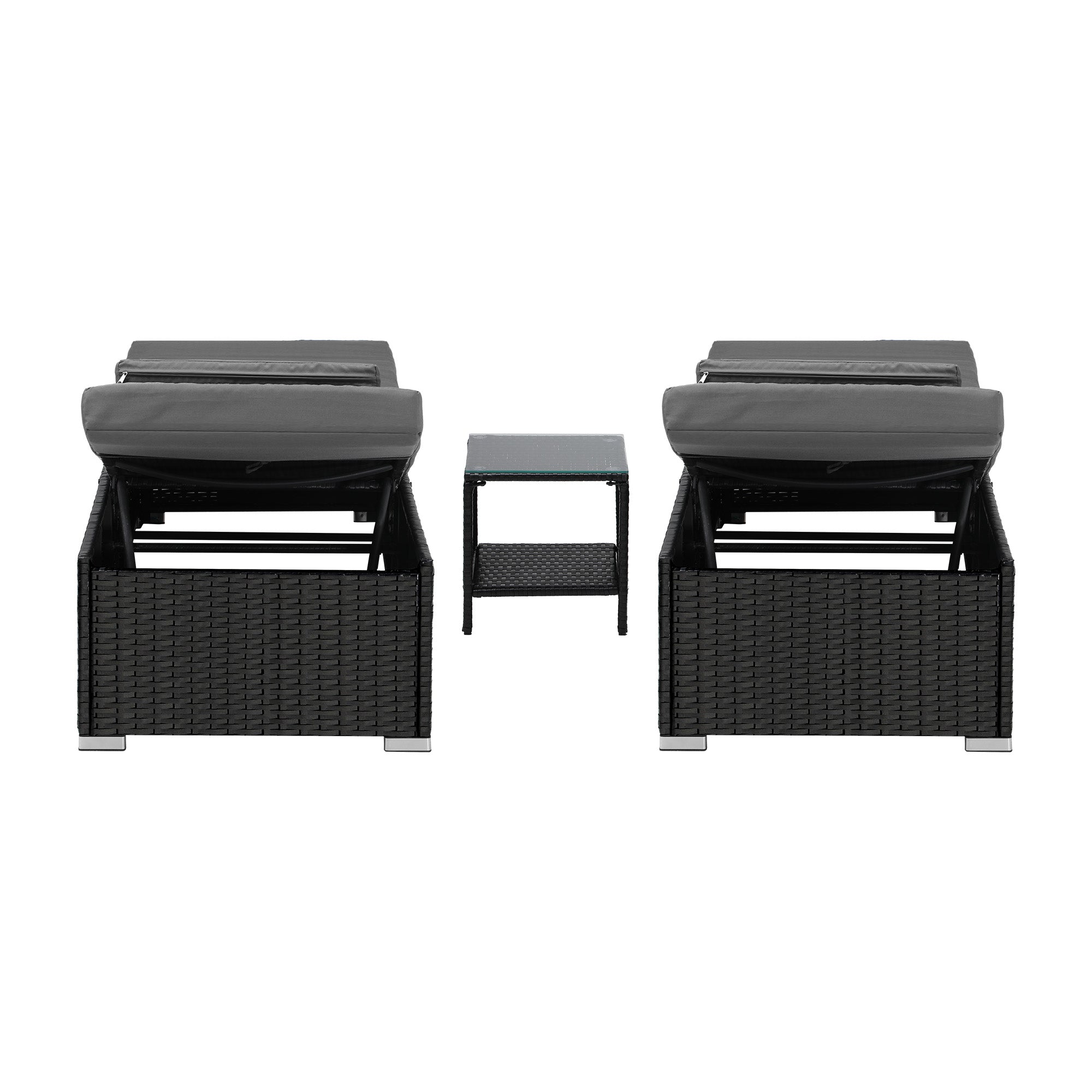 Livsip 2X Sun Lounge Wicker Lounger Table Setting Outdoor Furniture Day Bed - Sunyee