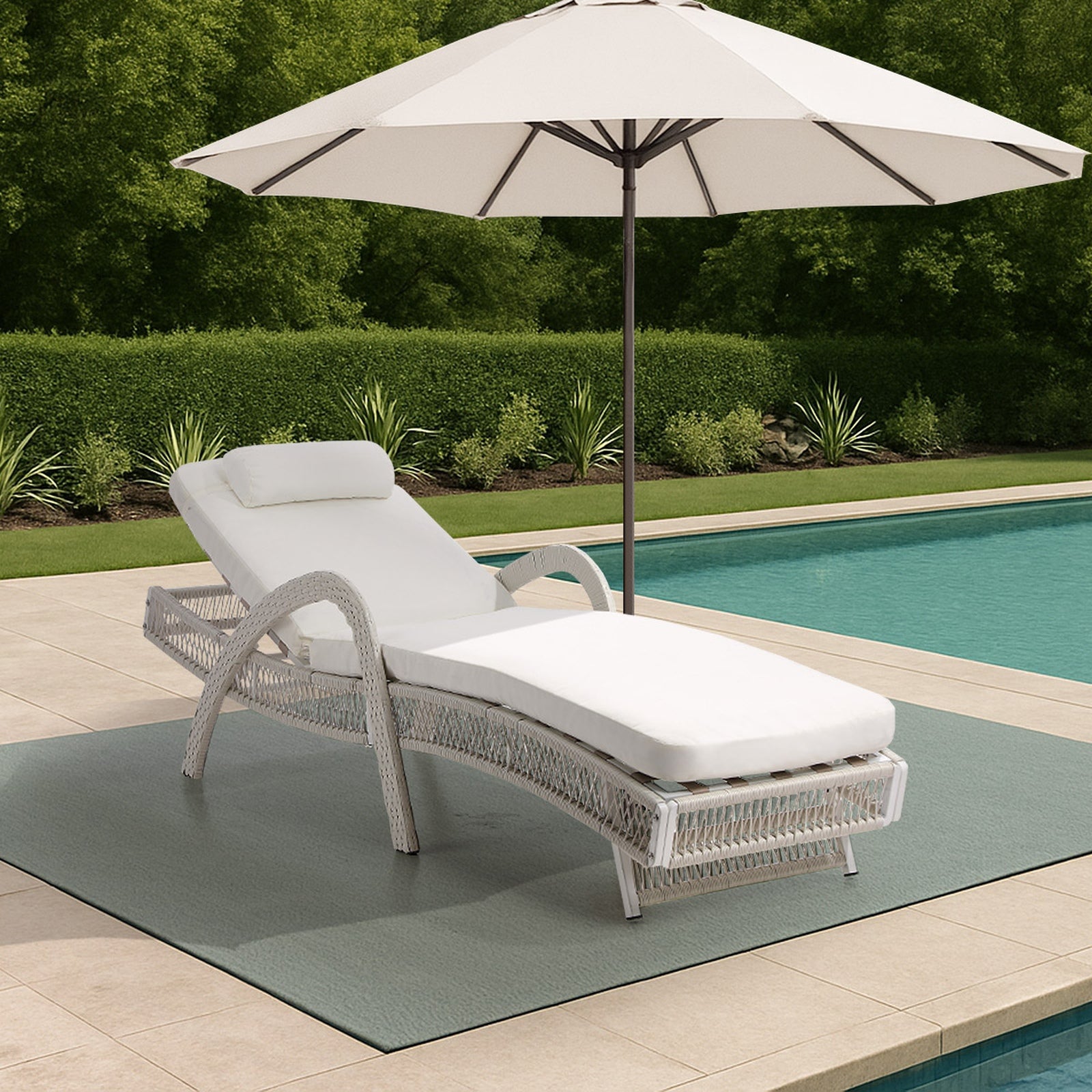 Livsip Sun Lounge Wicker Lounger Day Bed Outdoor Patio Furniture Beige - Sunyee