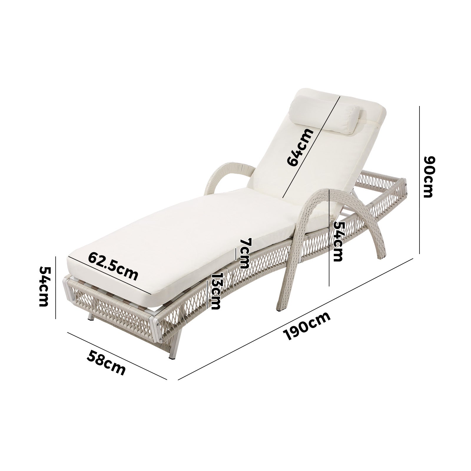 Livsip Sun Lounge Wicker Lounger Day Bed Outdoor Patio Furniture Beige - Sunyee