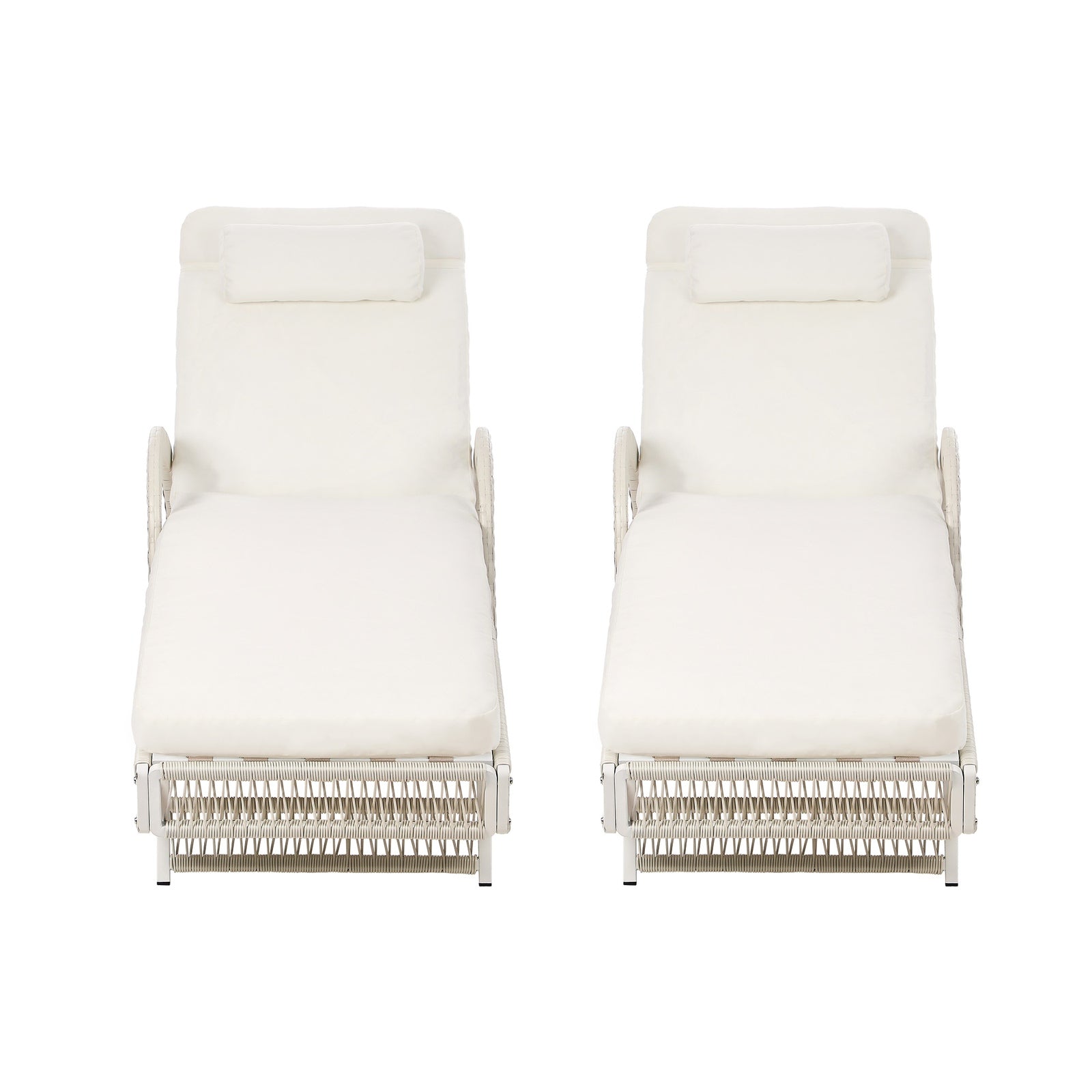 Livsip 2PCS Outdoor Sun Lounge Wicker Lounger Sofa Day Bed Patio Furniture Beige - Sunyee