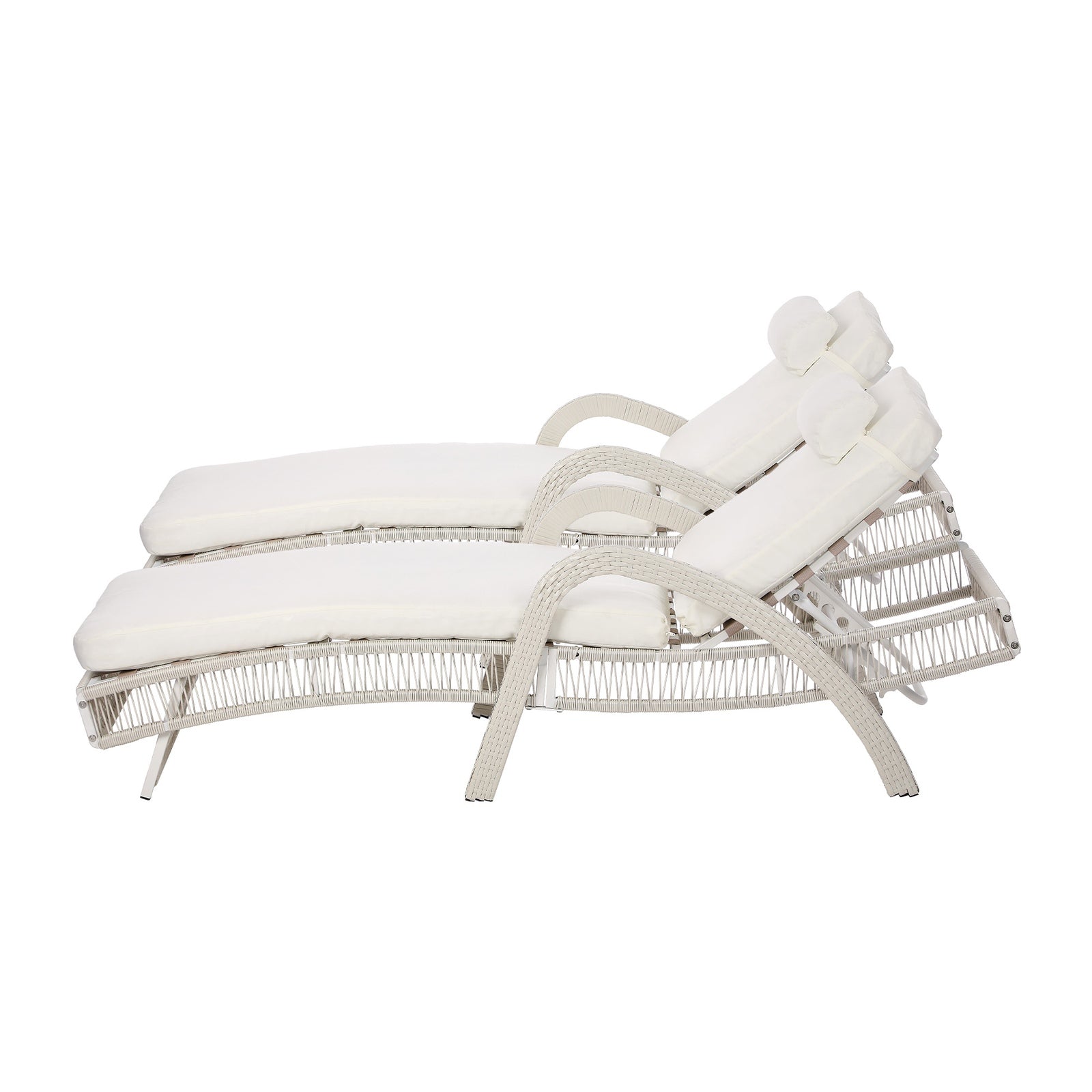 Livsip 2PCS Outdoor Sun Lounge Wicker Lounger Sofa Day Bed Patio Furniture Beige - Sunyee