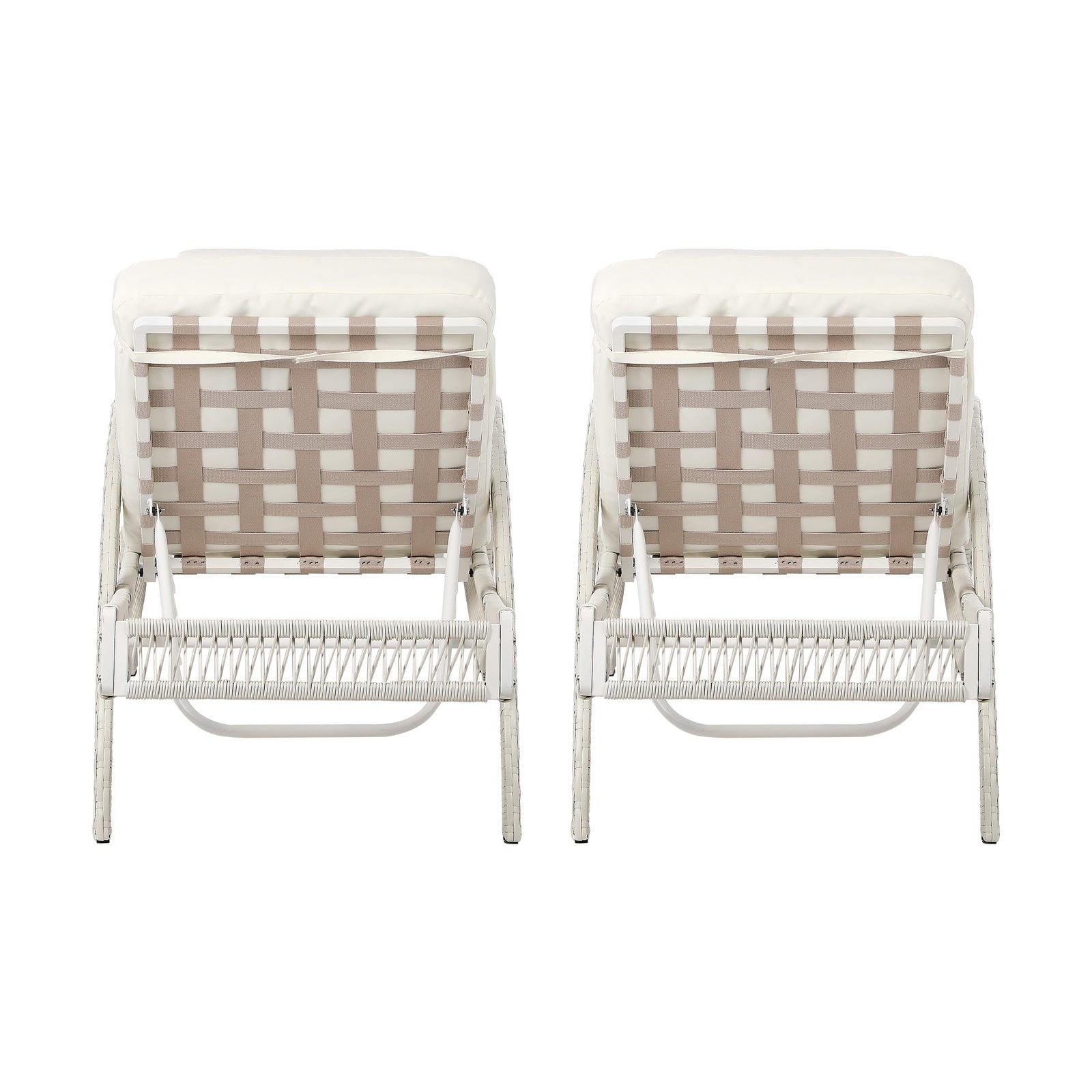 Livsip 2PCS Outdoor Sun Lounge Wicker Lounger Sofa Day Bed Patio Furniture Beige - Sunyee