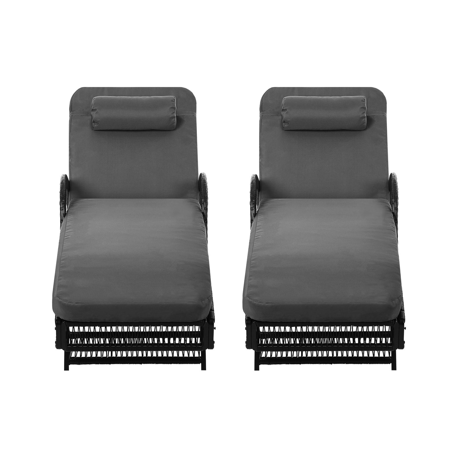 Livsip 2PCS Outdoor Sun Lounge Wicker Lounger Sofa Day Bed Patio Furniture Grey - Sunyee