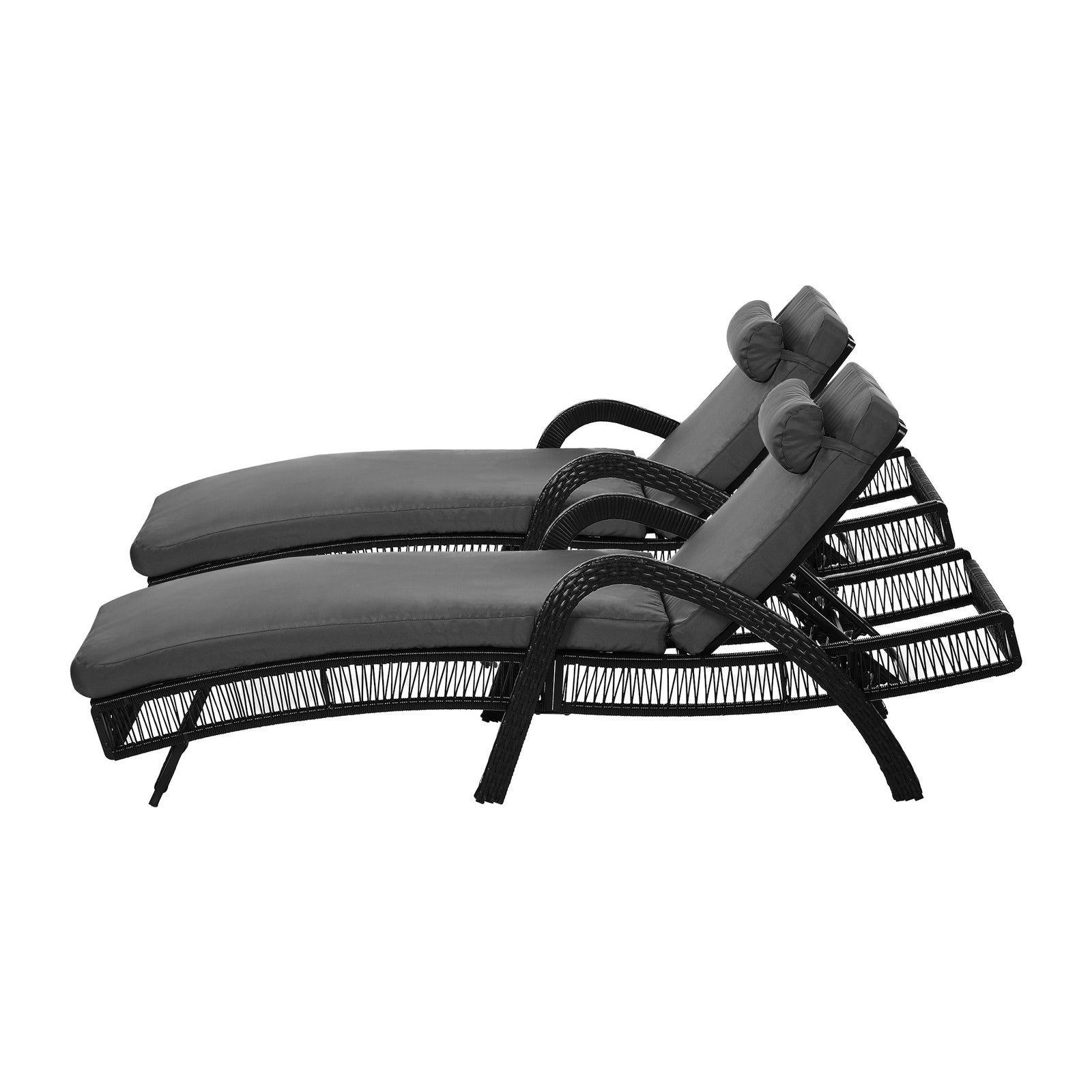 Livsip 2PCS Outdoor Sun Lounge Wicker Lounger Sofa Day Bed Patio Furniture Grey - Sunyee