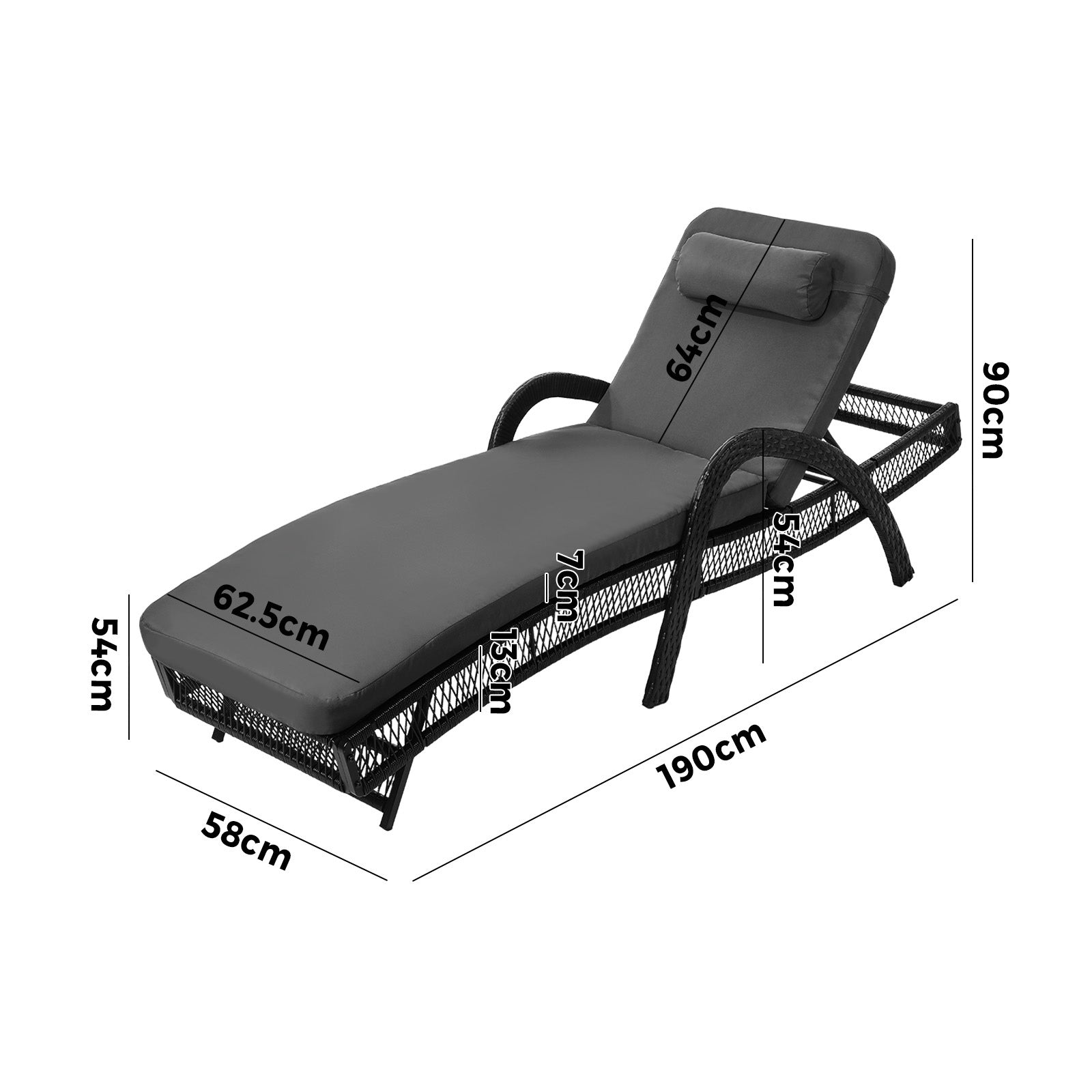 Livsip 2PCS Outdoor Sun Lounge Wicker Lounger Sofa Day Bed Patio Furniture Grey - Sunyee