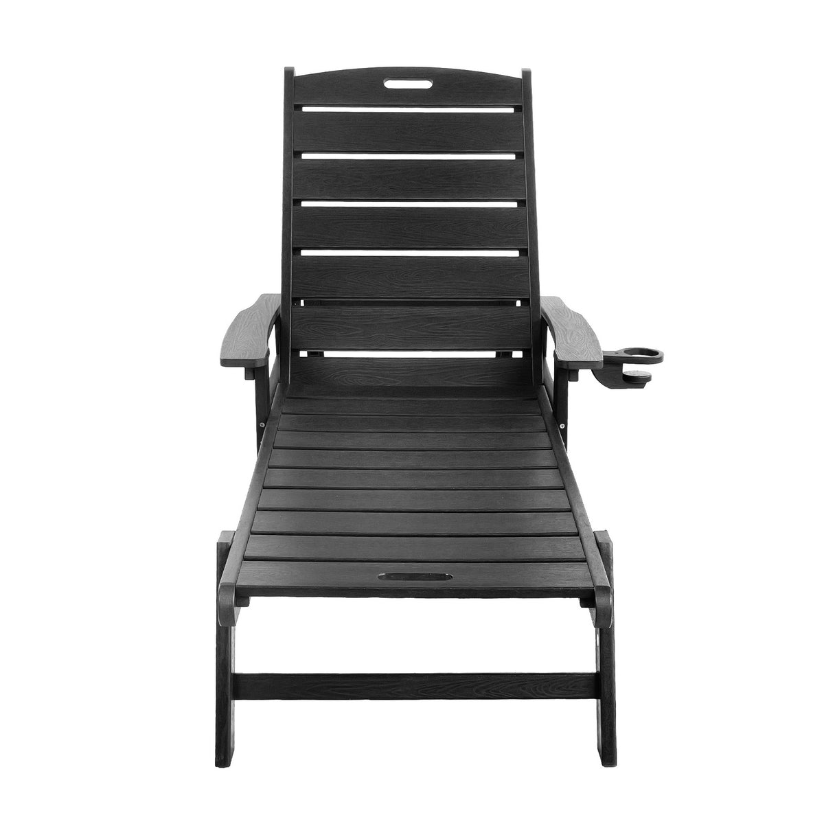 Livsip HDPE Sun Lounge Adjustable Outdoor Lounger Beach Chair with Wheels Black