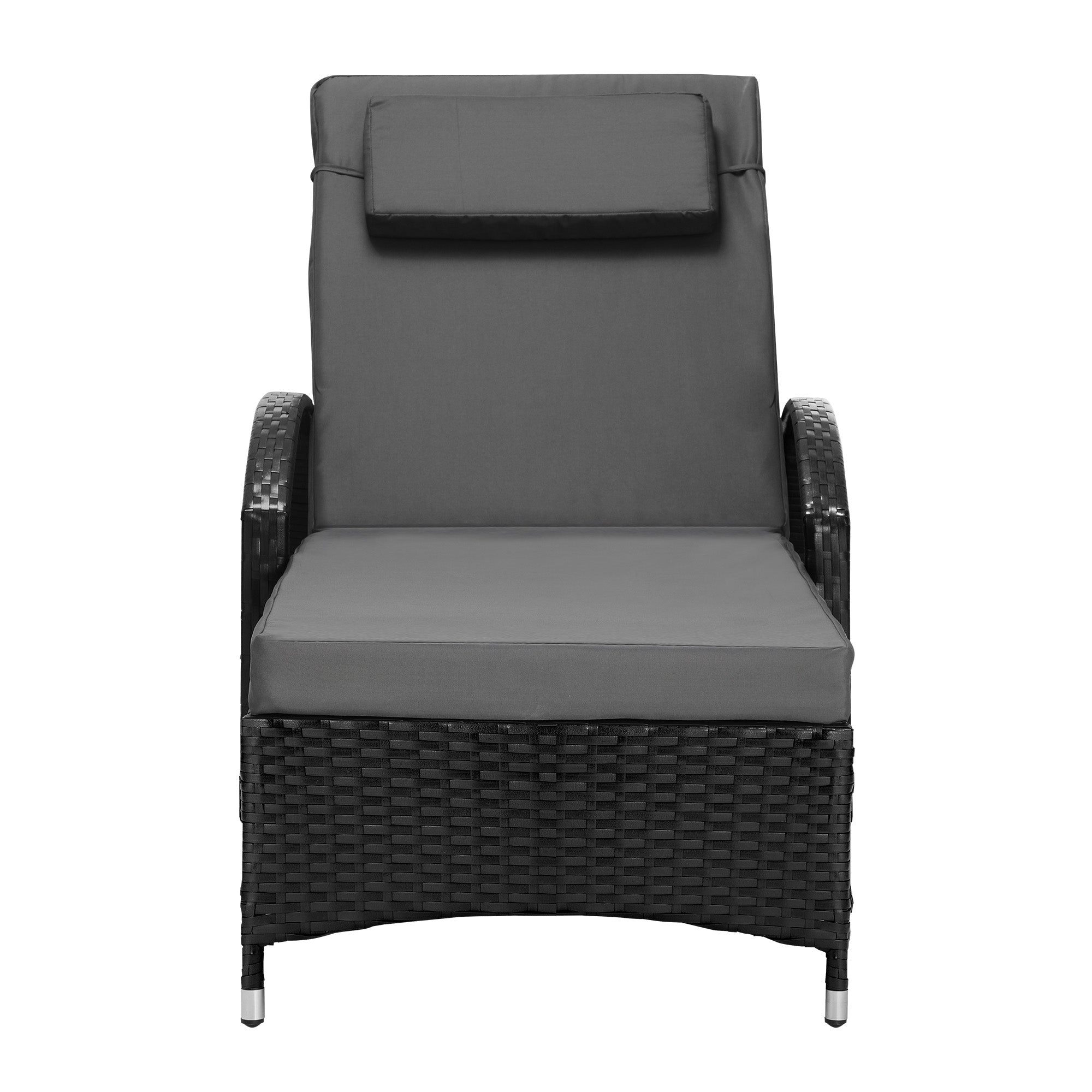 Livsip Wheeled Sun Lounger Day Bed Outdoor Setting Patio Furniture Black - Sunyee