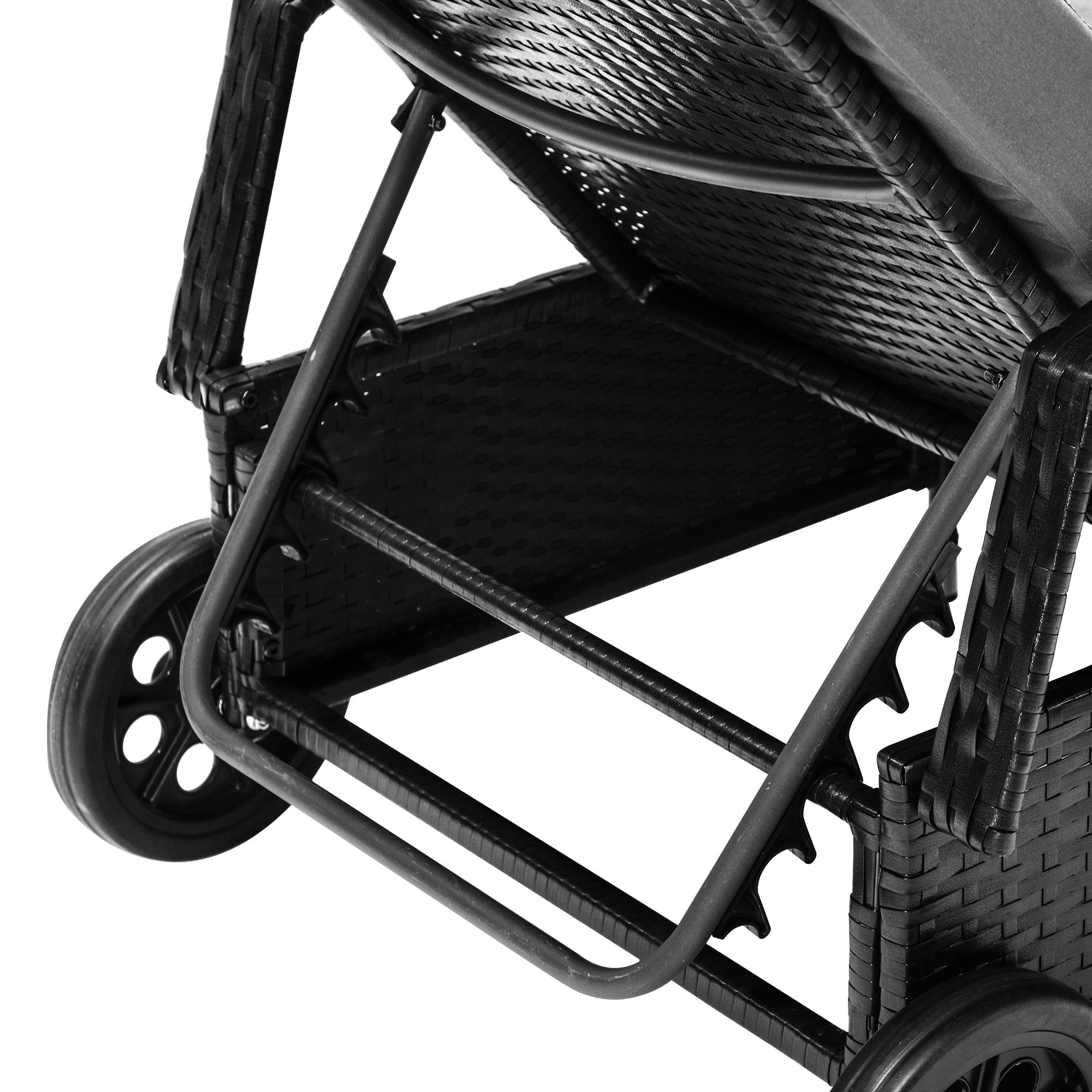 Livsip Wheeled Sun Lounger Day Bed Outdoor Setting Patio Furniture Black - Sunyee