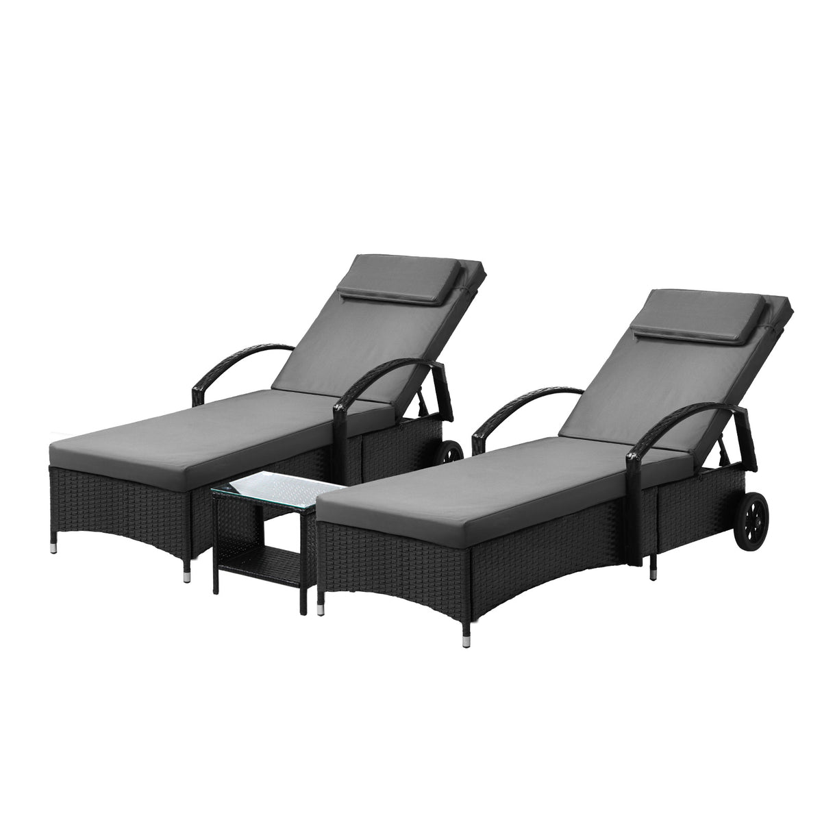 Livsip Sun Lounger Day Bed with Table Patio Set Outdoor Setting Furniture - Sunyee