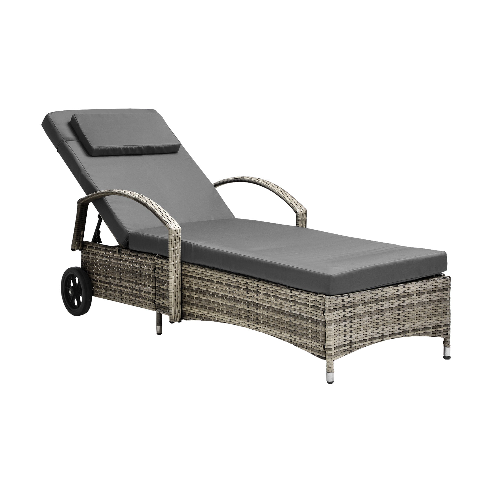 Livsip Wheeled Sun Lounger Day Bed Outdoor Setting Patio Furniture - Sunyee