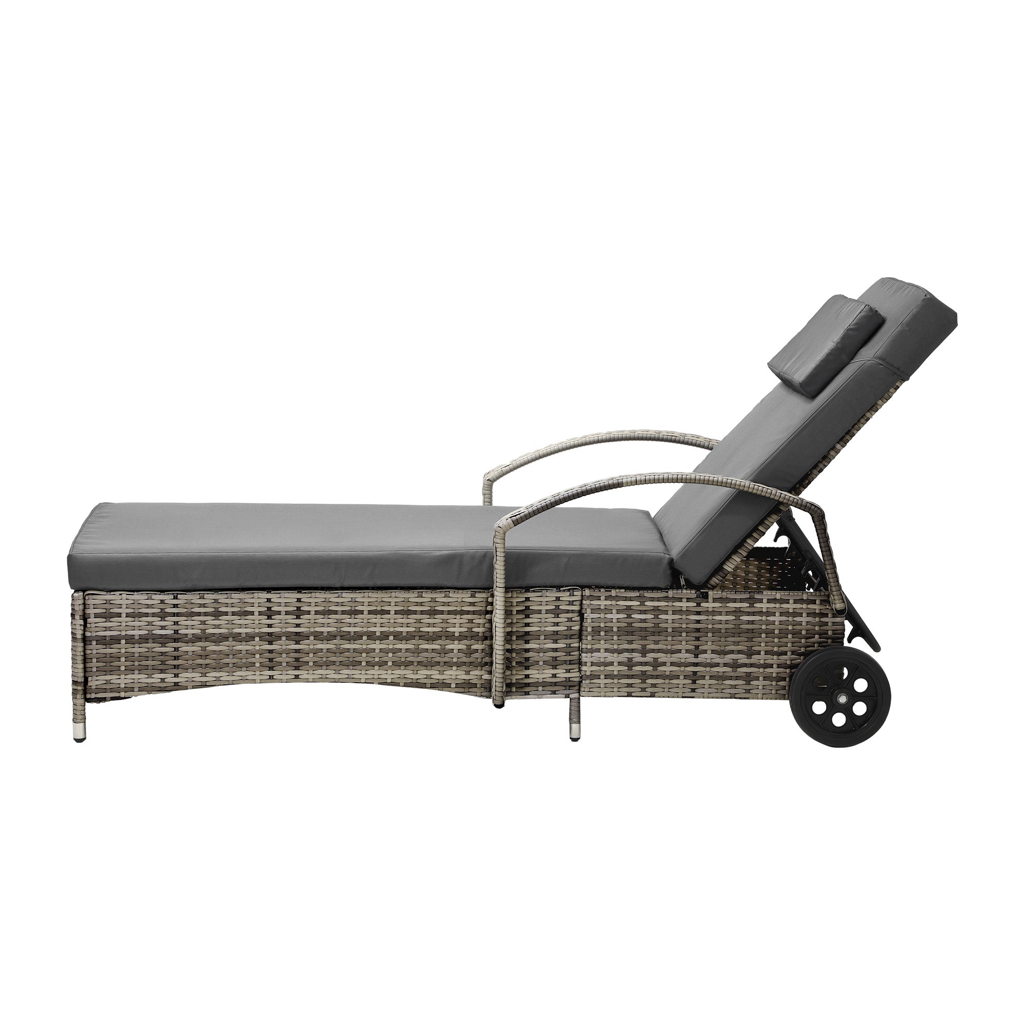 Livsip Wheeled Sun Lounger Day Bed Outdoor Setting Patio Furniture - Sunyee
