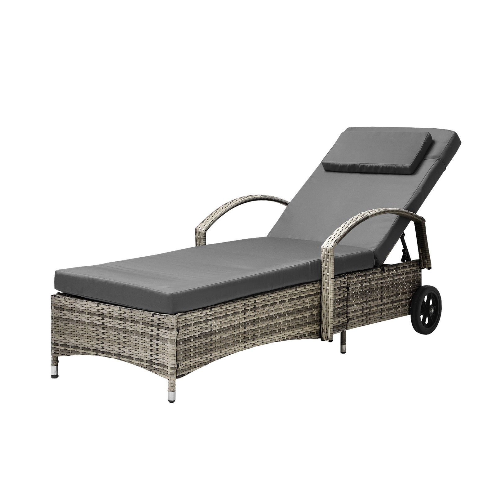 Livsip Wheeled Sun Lounger Day Bed Outdoor Setting Patio Furniture - Sunyee